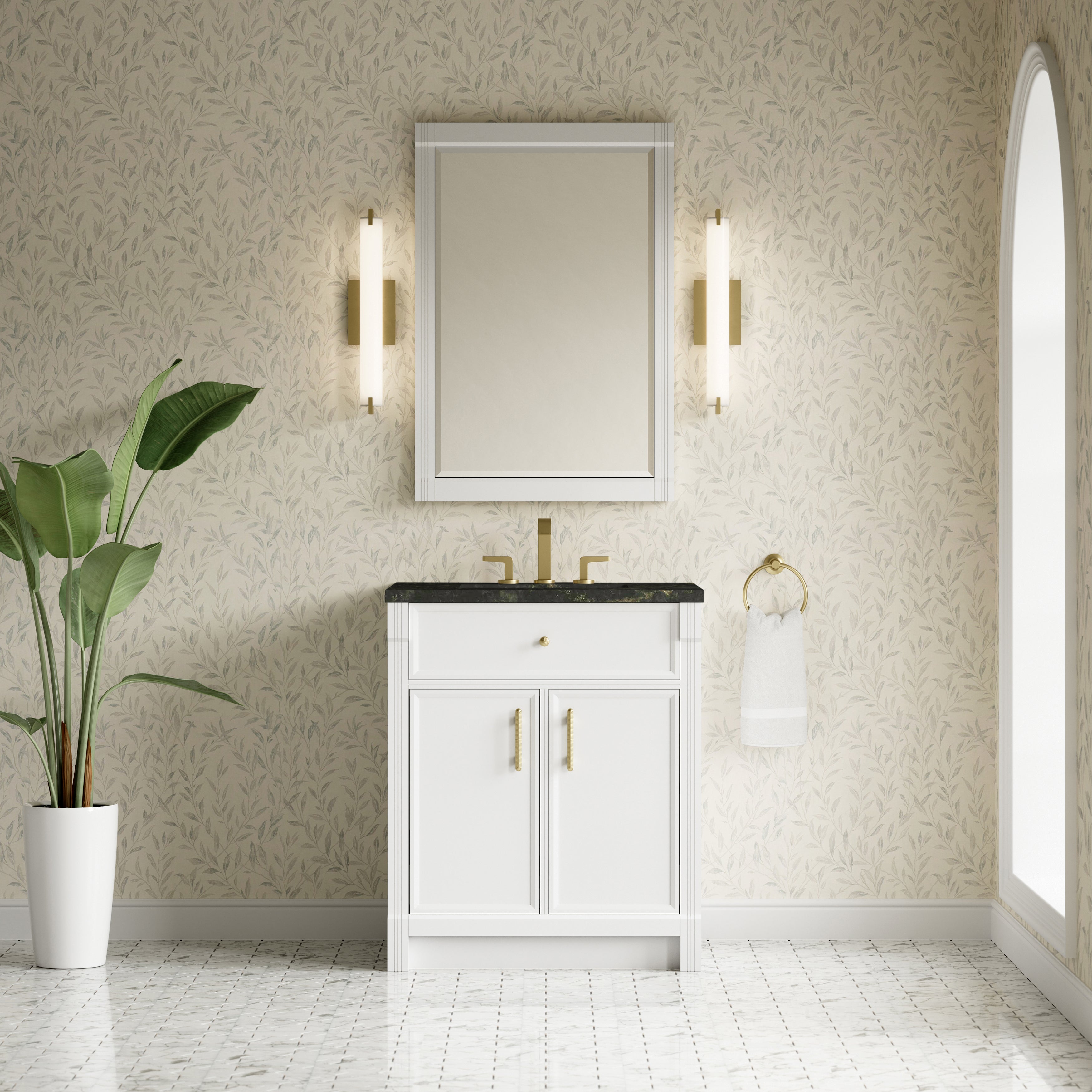 James Martin Bellshire 30" Single Vanity in Bright White with 3cm Countertop
