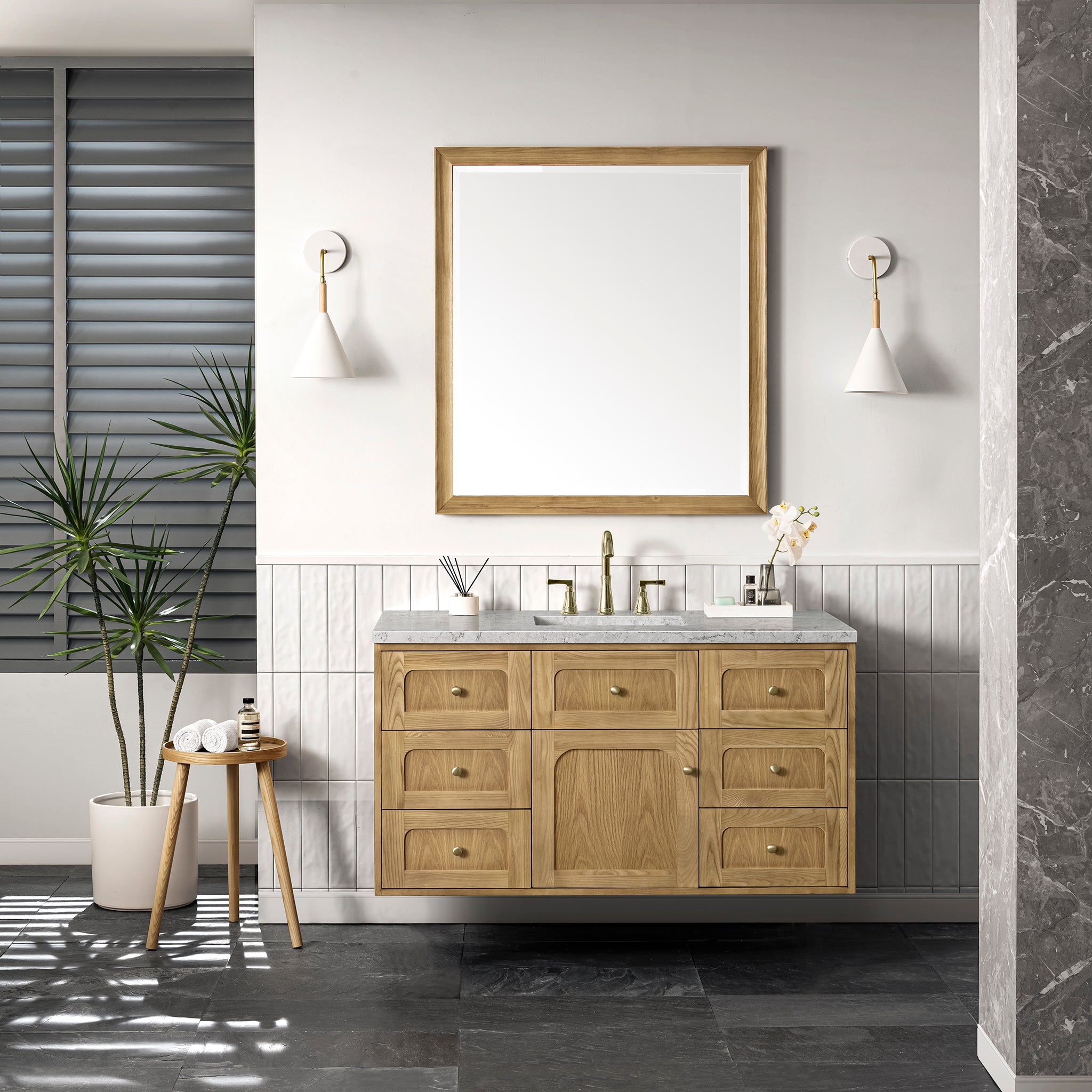 James Martin Laurent 48" Single Vanity in Light Natural Oak with 3cm Countertop