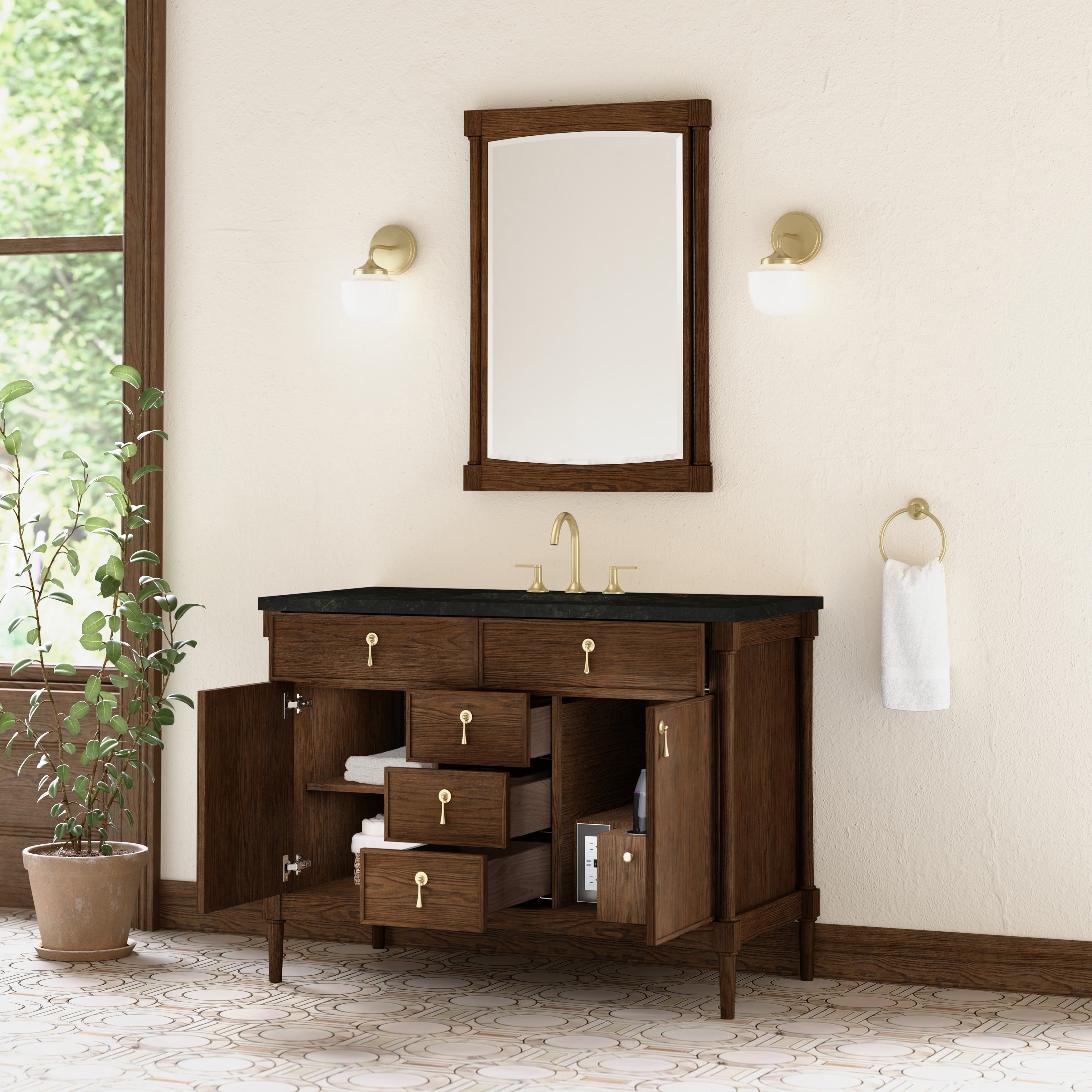 James Martin Kinnsden 48" Single Vanity in Sable Oak with 3cm Countertop