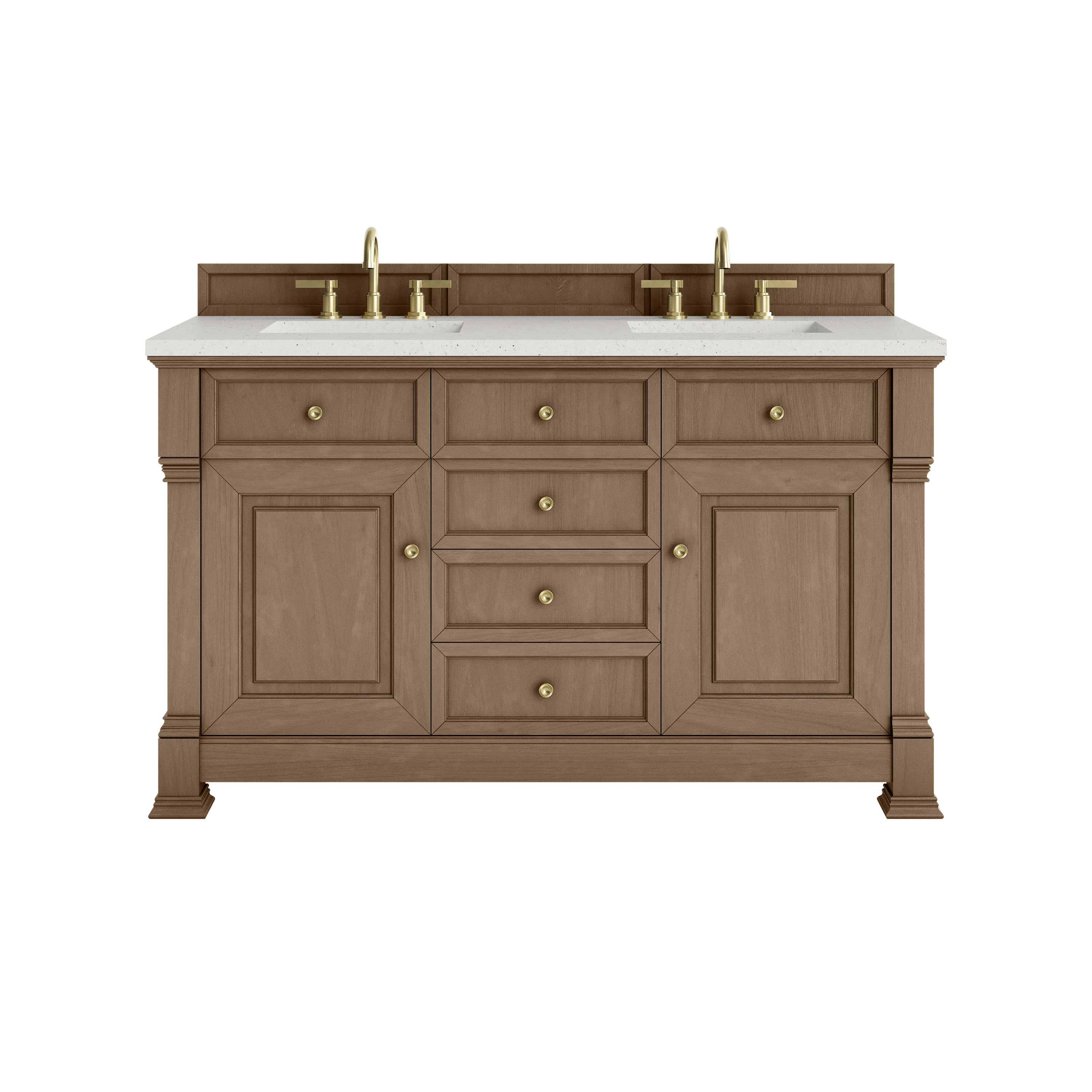 James Martin Brookfield 60" Double Vanity in Pecan with 3cm Countertop
