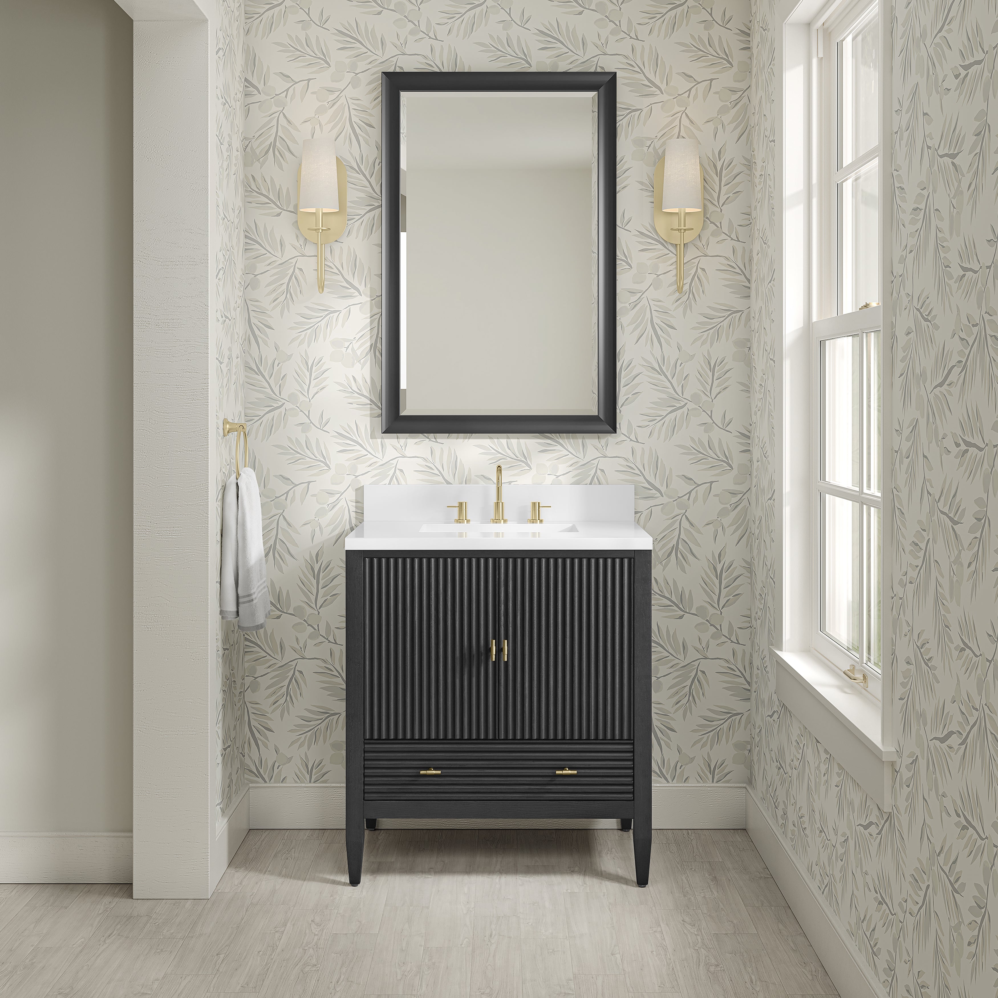 James Martin Myrrin 30" Single Vanity in Carbon Oak with 3cm Countertop