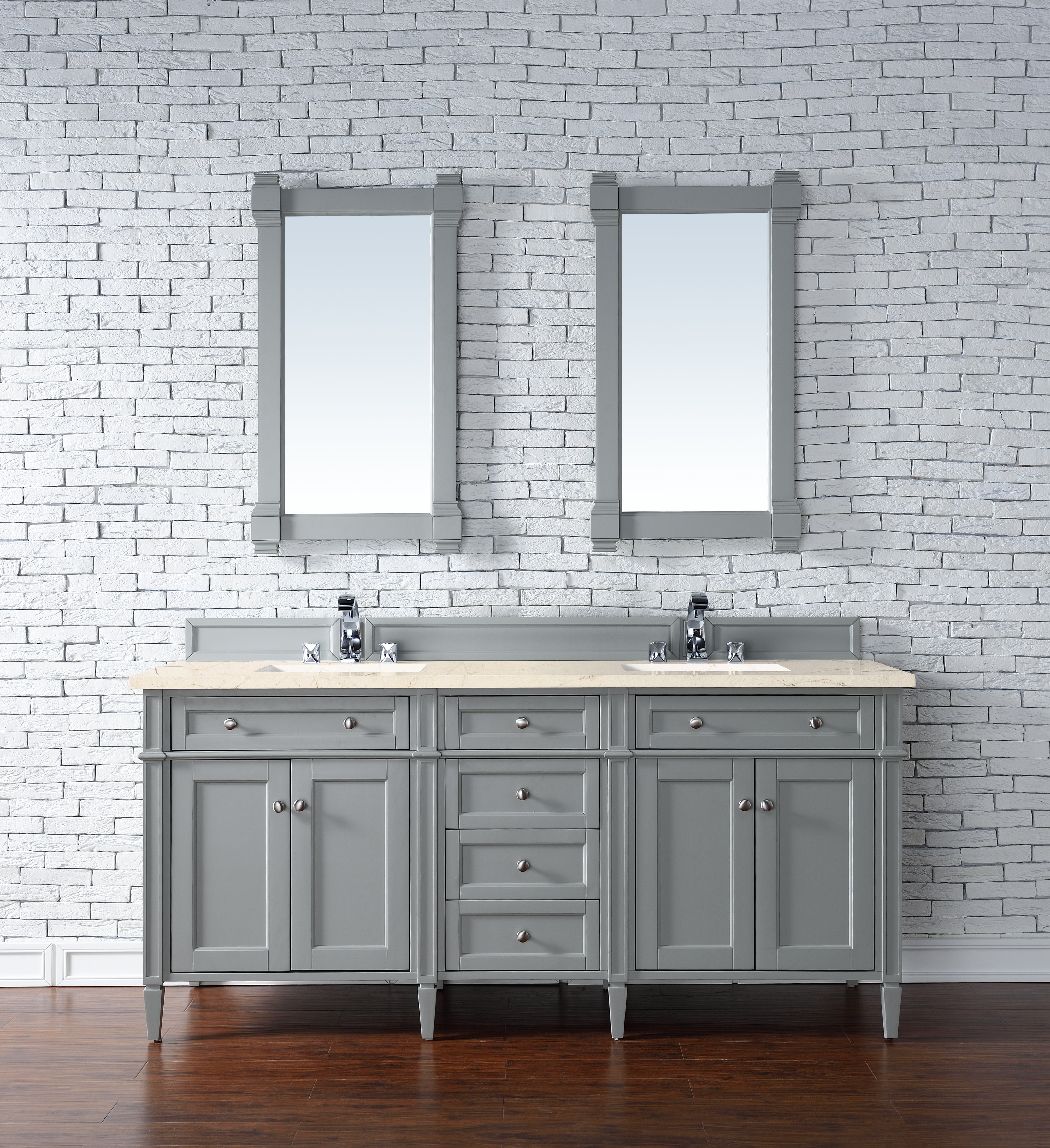 James Martin Brittany 72" Double Vanity in Urban Gray with 3cm Countertop