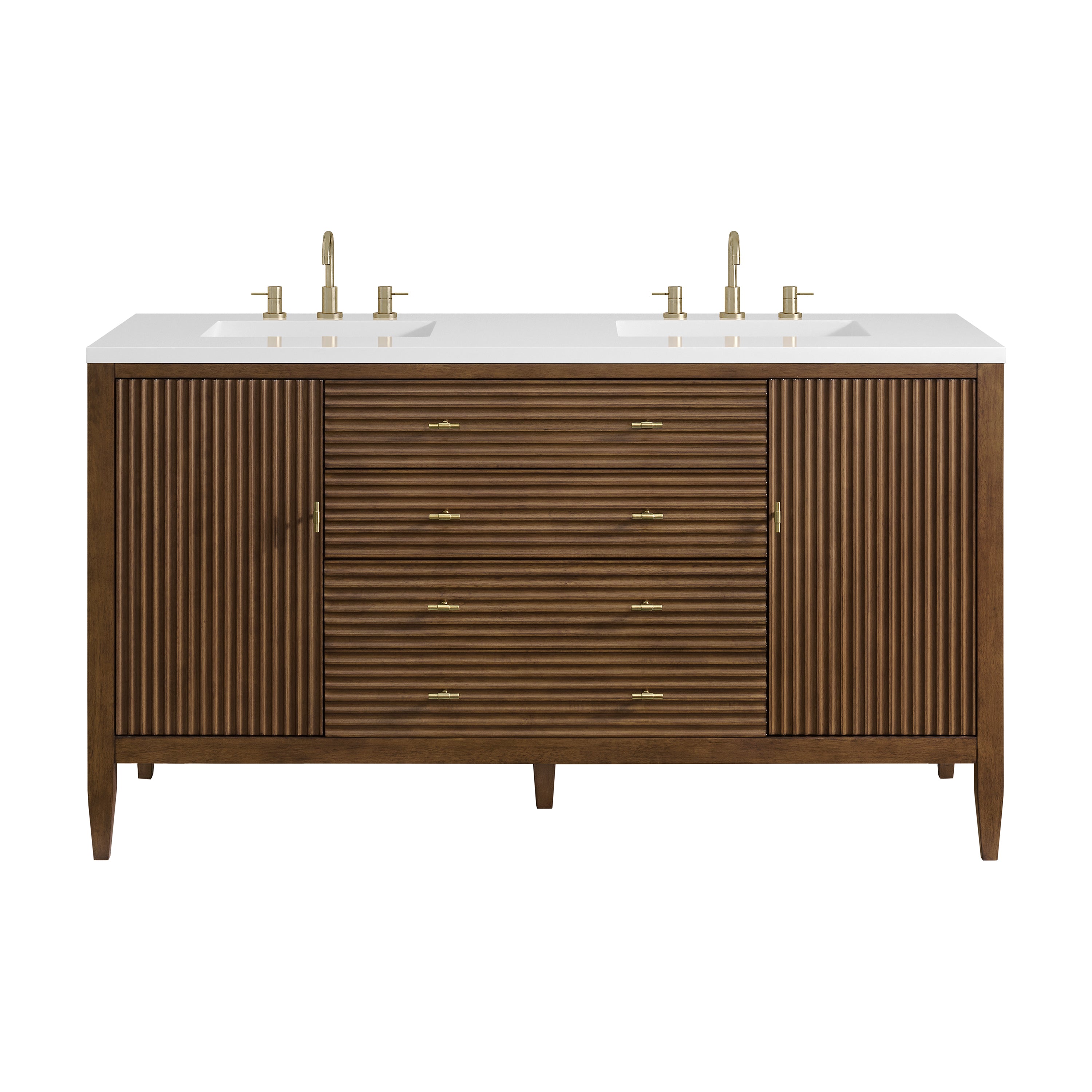 James Martin Myrrin 60" Double Vanity in Mid Century Walnut with 3cm Countertop
