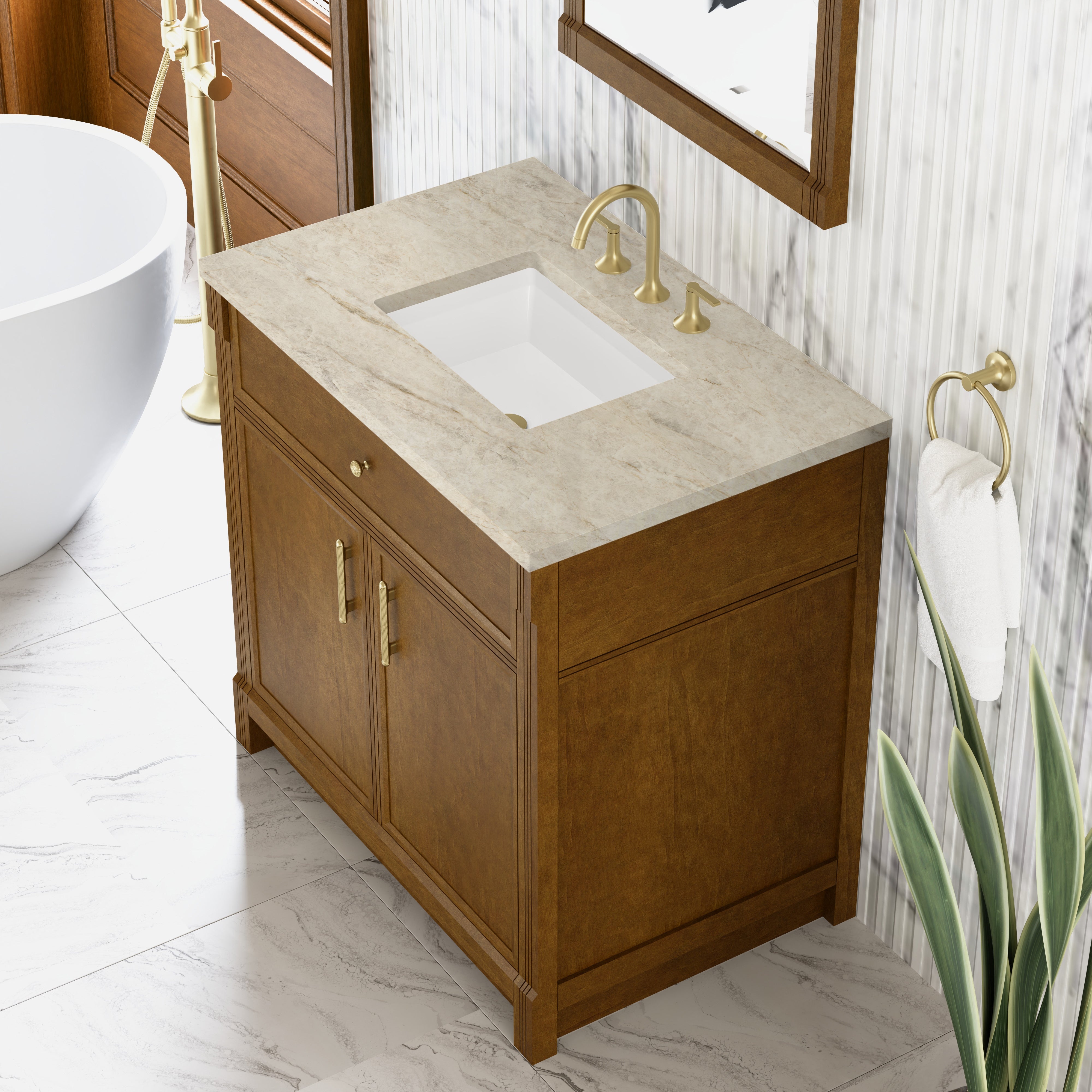 James Martin Bellshire 36" Single Vanity in Honey Oak with 3cm Countertop