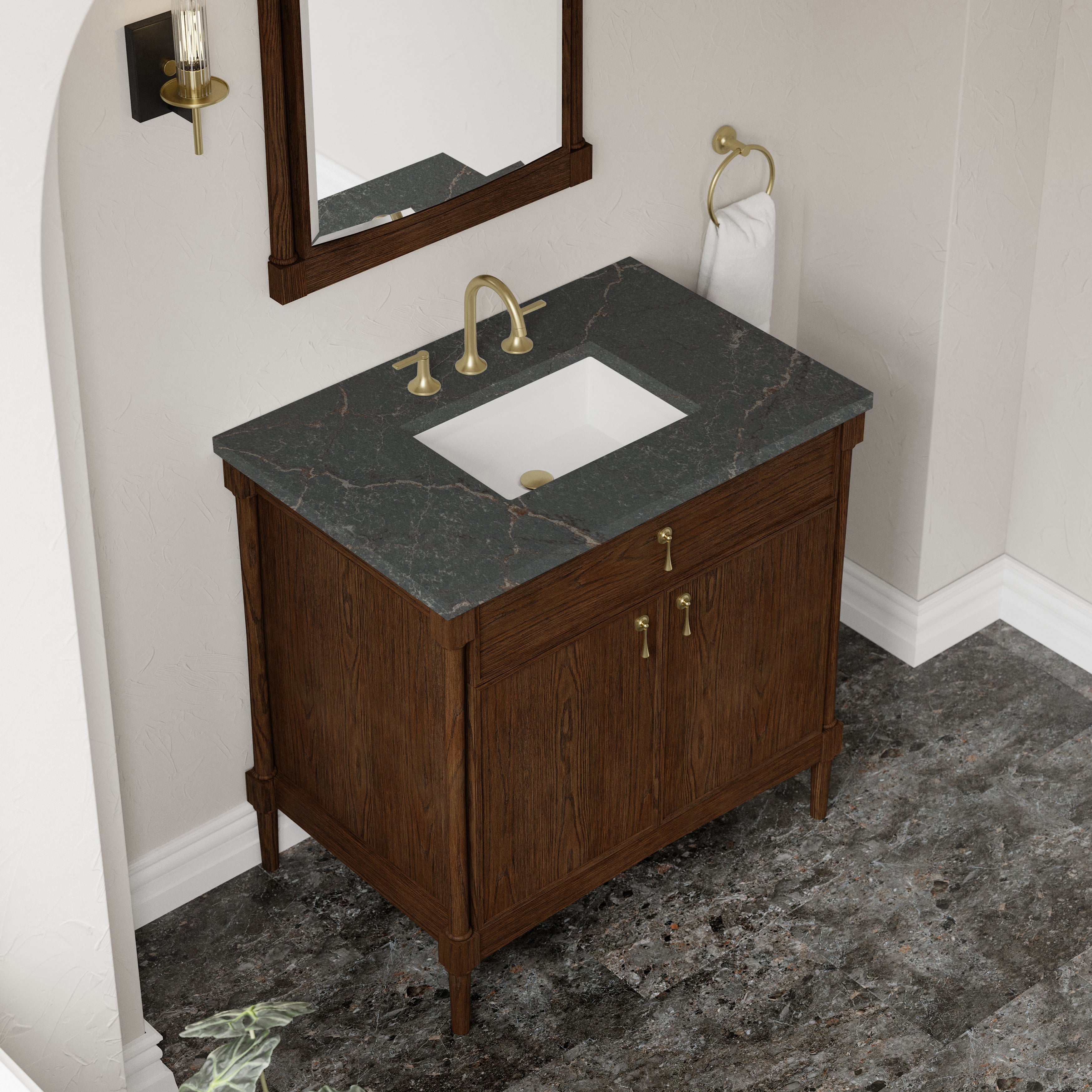 James Martin Kinnsden 36" Single Vanity in Sable Oak with 3cm Countertop