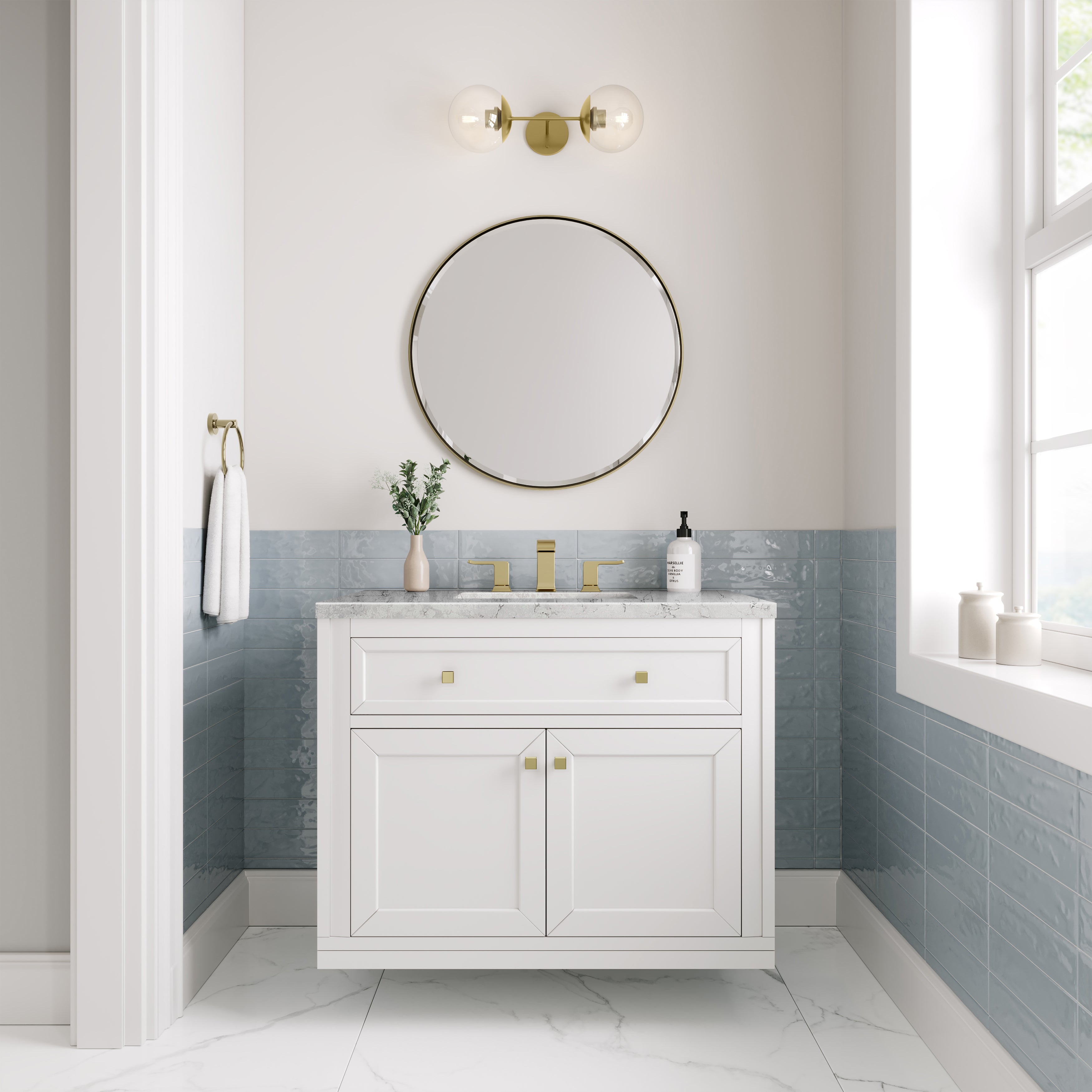 James Martin Chicago 36" Single Vanity in Glossy White with 3cm Countertop