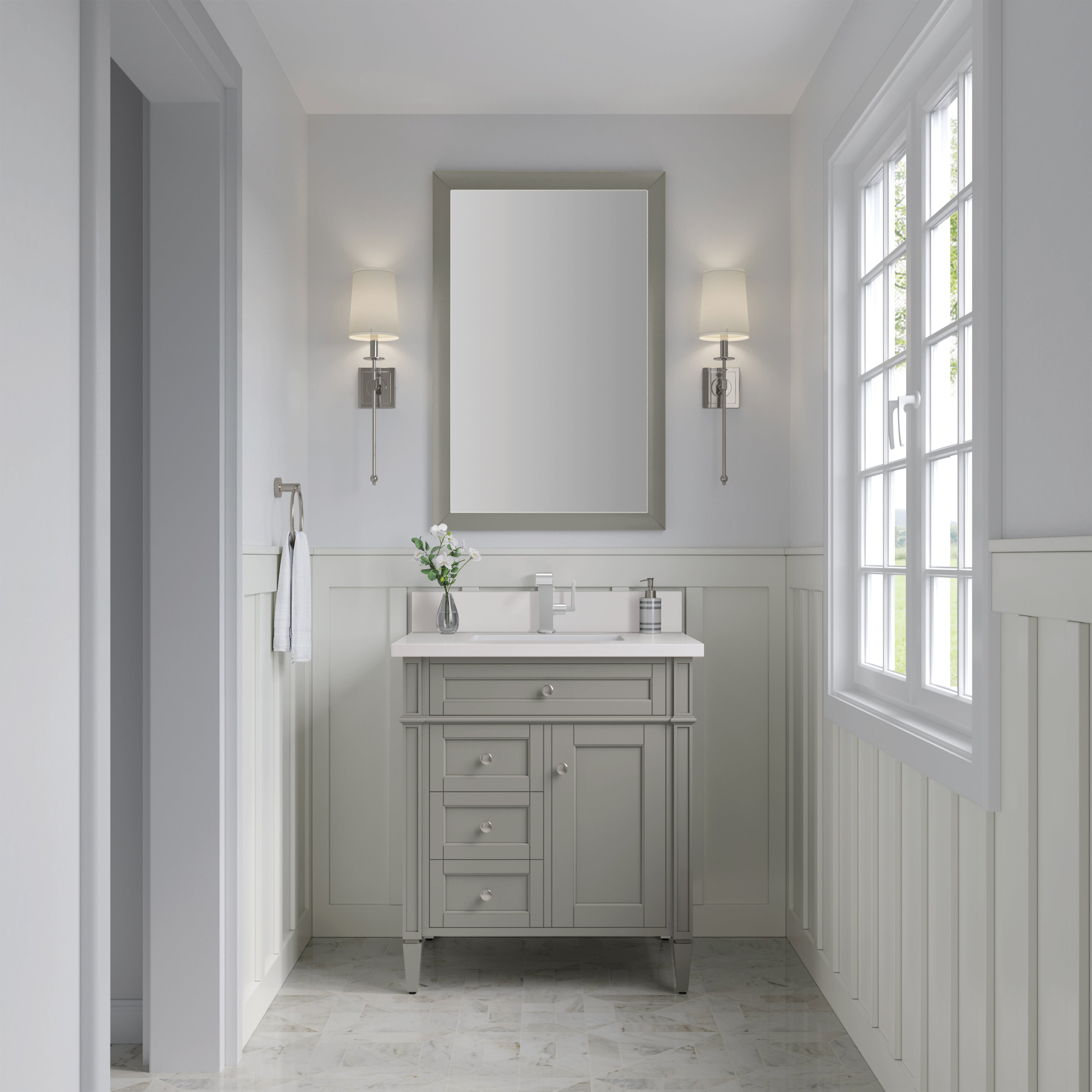 James Martin Brittany 30" Single Vanity in Urban Gray with 3cm Countertop
