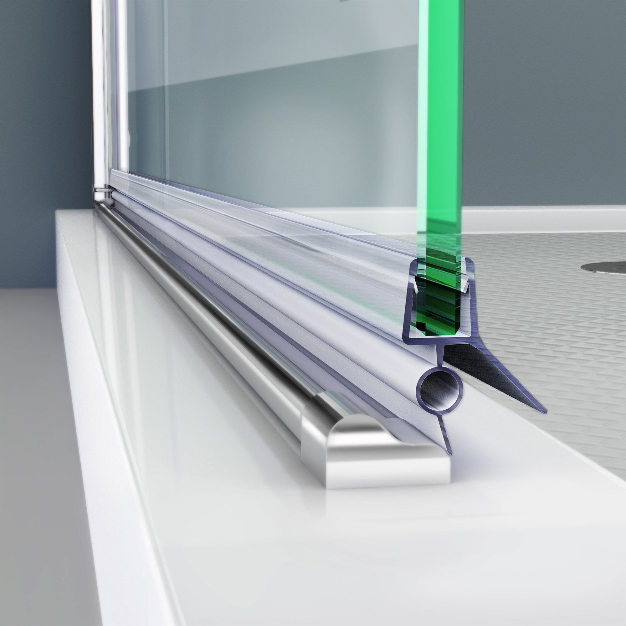 DreamLine 309D2-6, Clear Bottom Vinyl Sweep with a Deflector