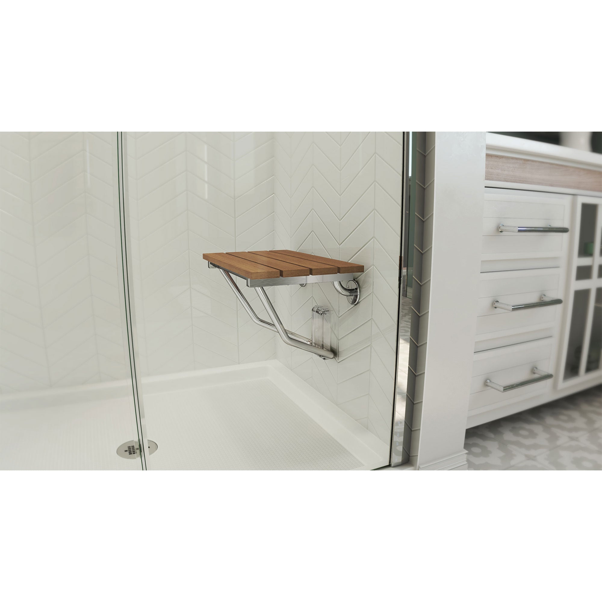 DreamLine Teak Wood 20" W Shower Seat