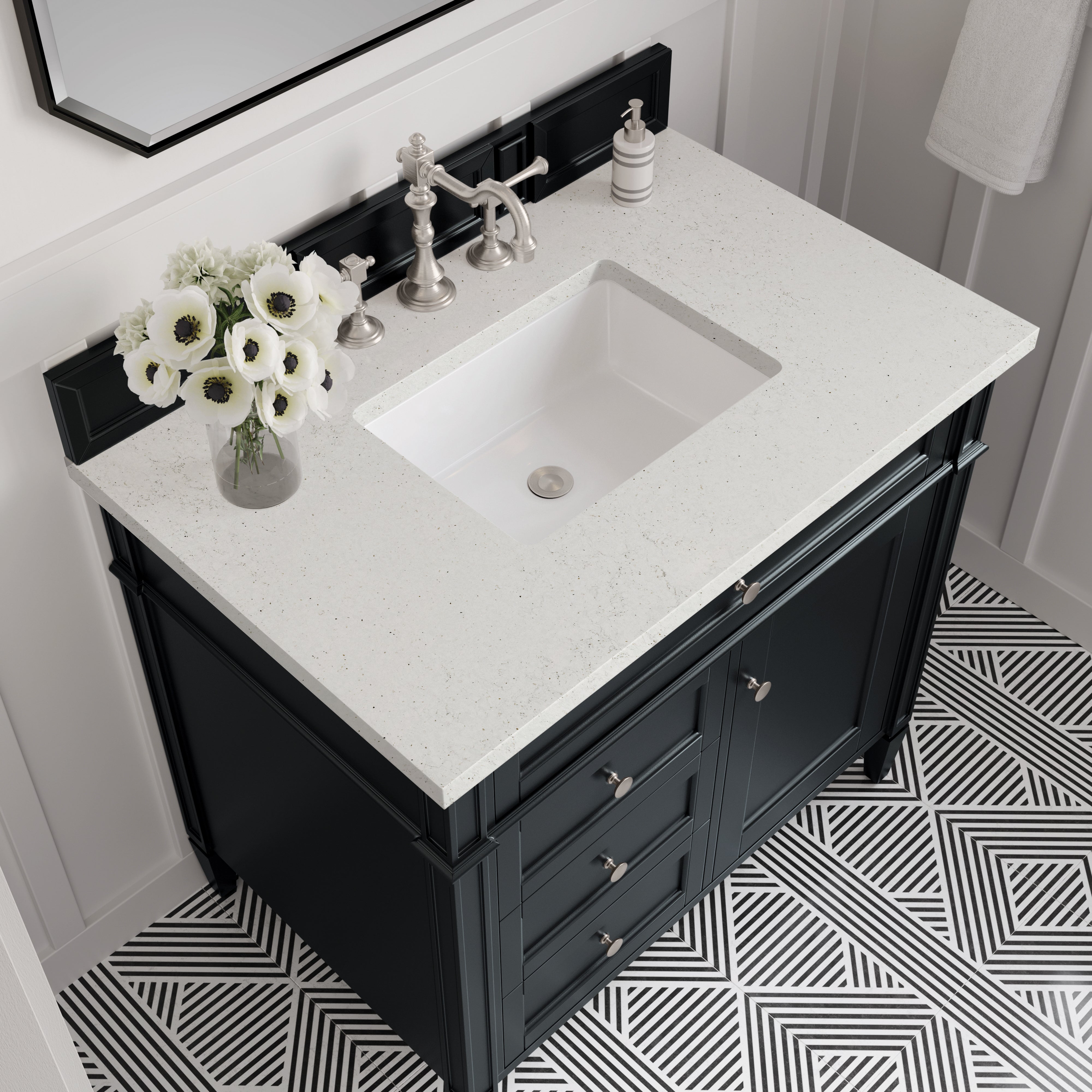James Martin Brittany 36" Single Vanity in Black Onyx with 3cm Countertop