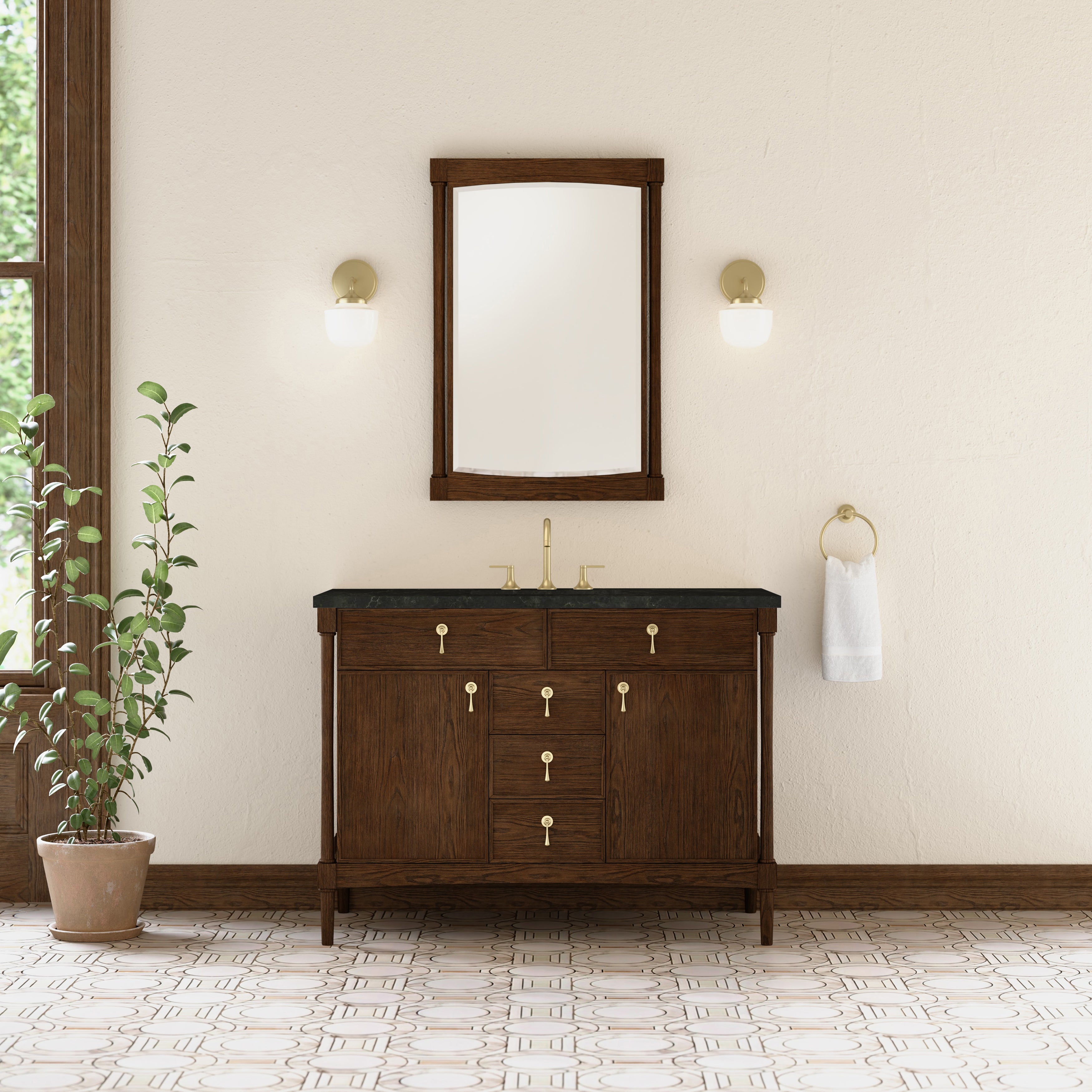 James Martin Kinnsden 48" Single Vanity in Sable Oak with 3cm Countertop