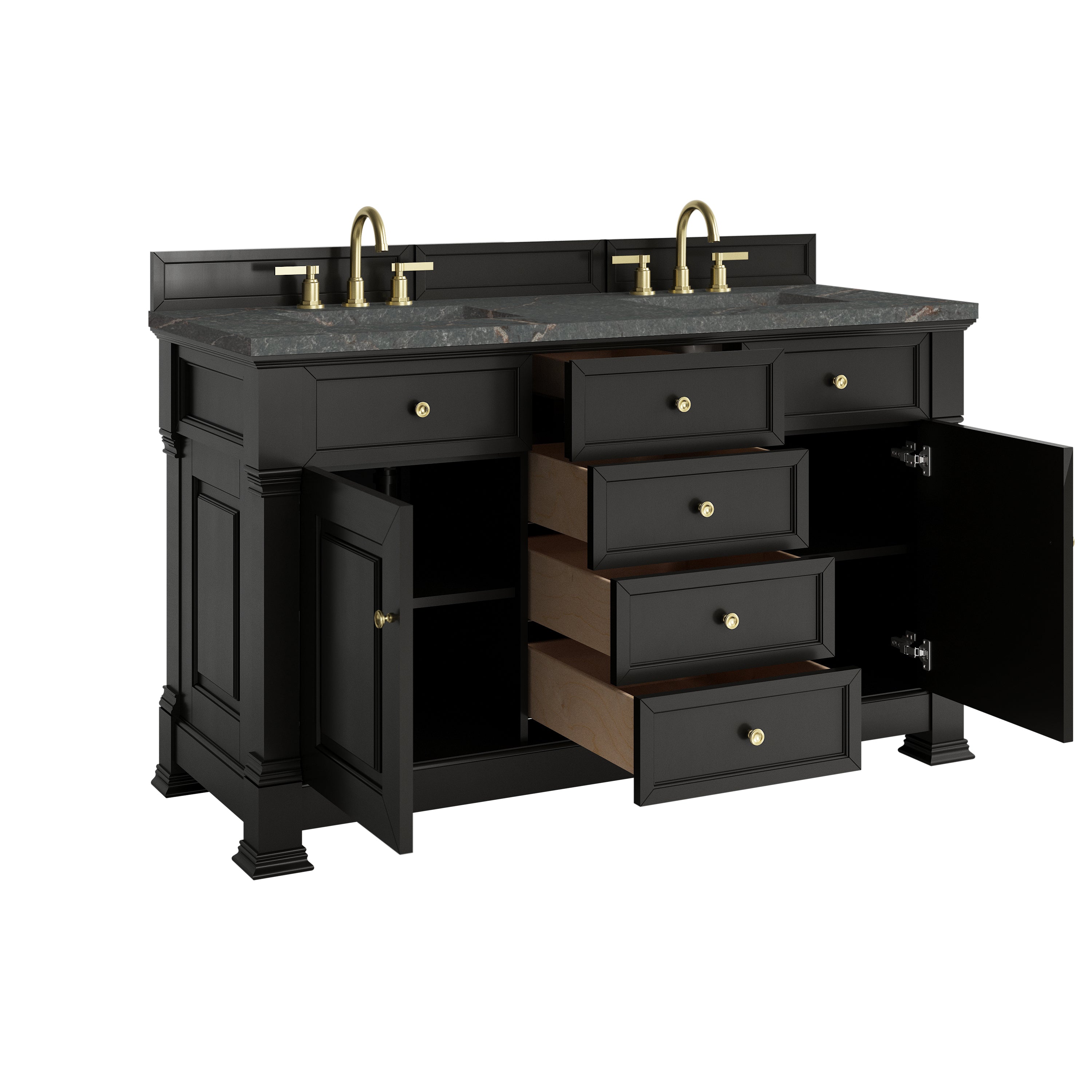 James Martin Brookfield 60" Double Vanity in Black Onyx with 3cm Countertop