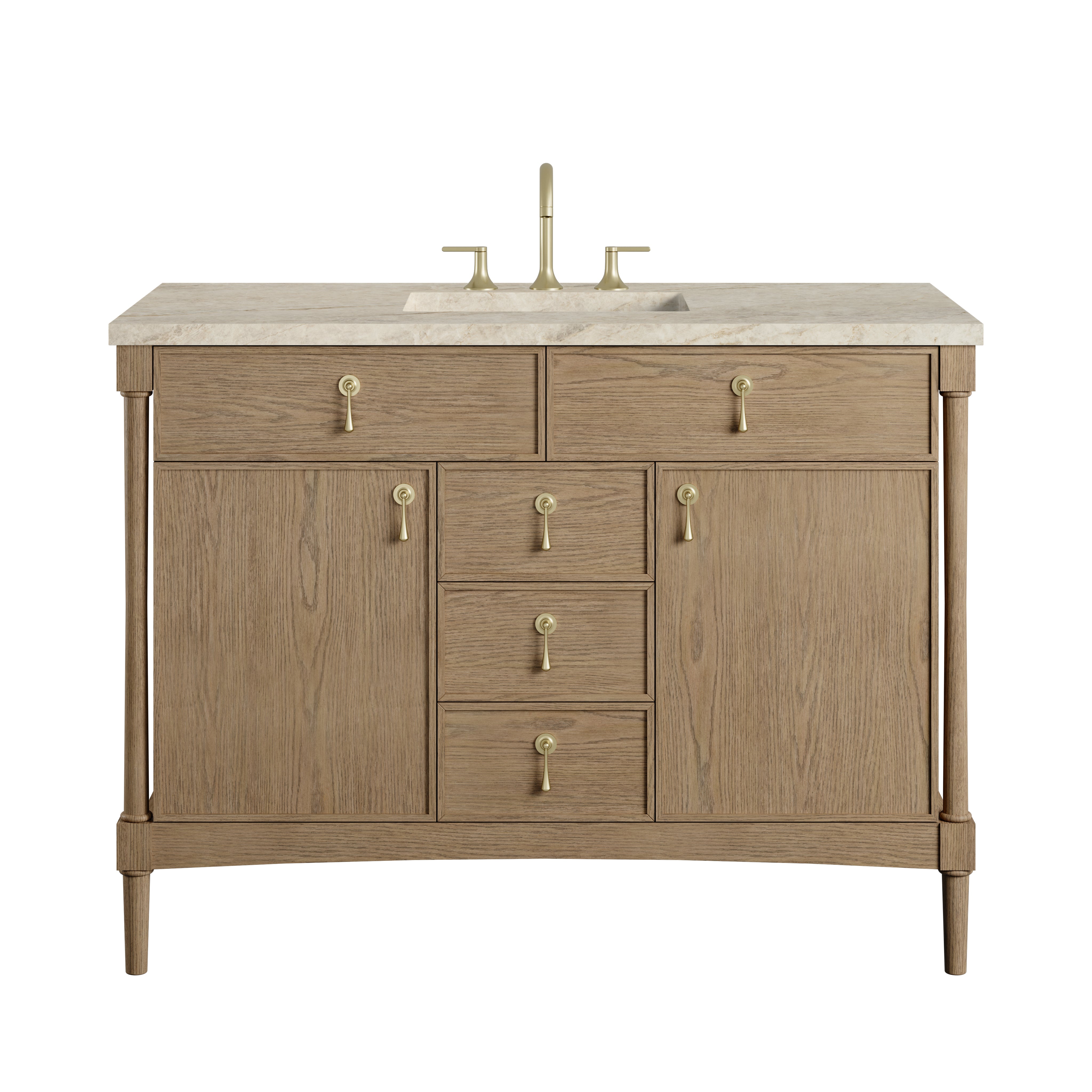 James Martin Kinnsden 48" Single Vanity in Weathered Oak with 3cm Countertop and FreePower Wireless Charger