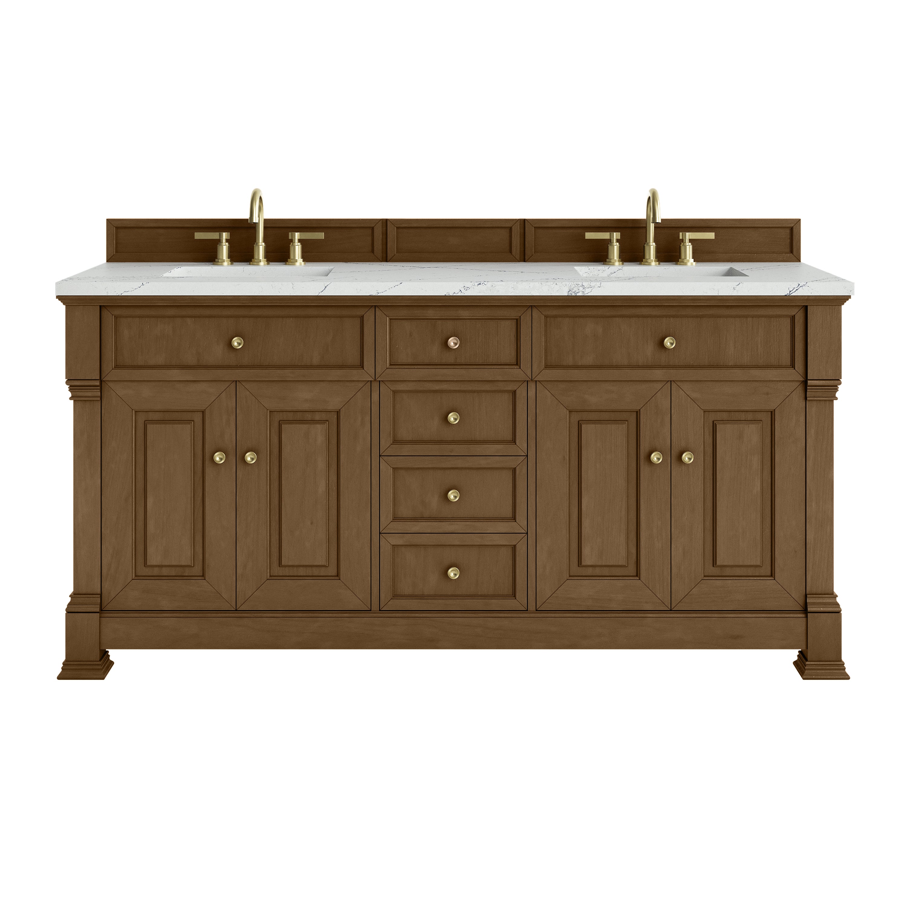 James Martin Brookfield 72" Double Vanity in Honey Oak with 3cm Countertop