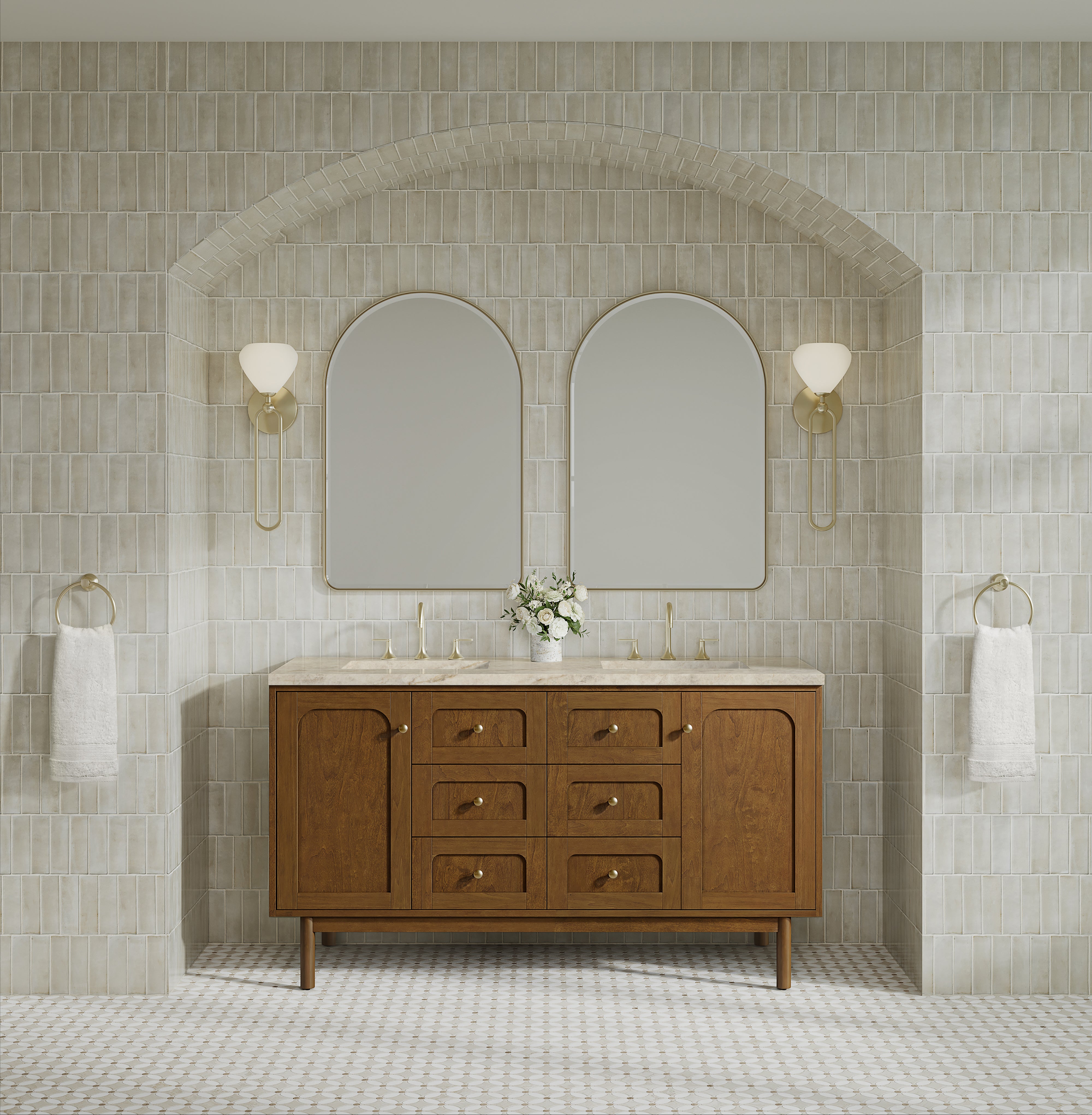 James Martin Laurent 60" Double Vanity in Honey Oak with 3cm Countertop