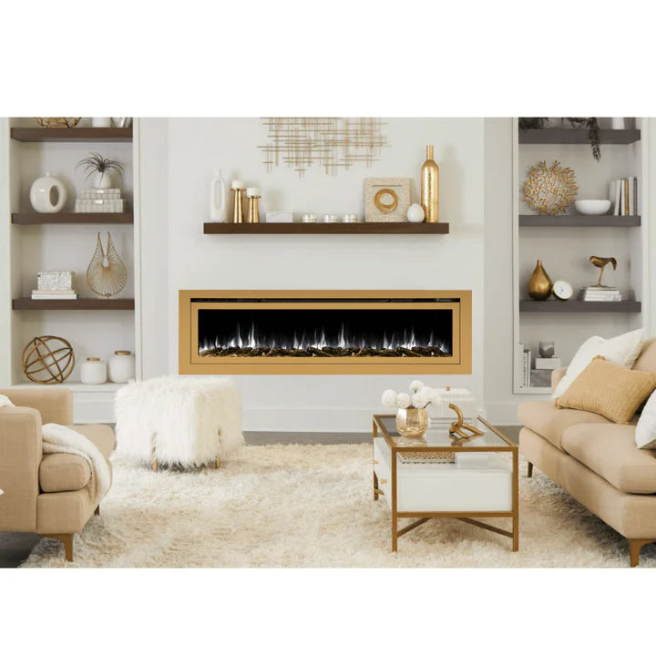 Touchstone Sideline Deluxe Gold 72″ Recessed Smart Electric Fireplace – 86278