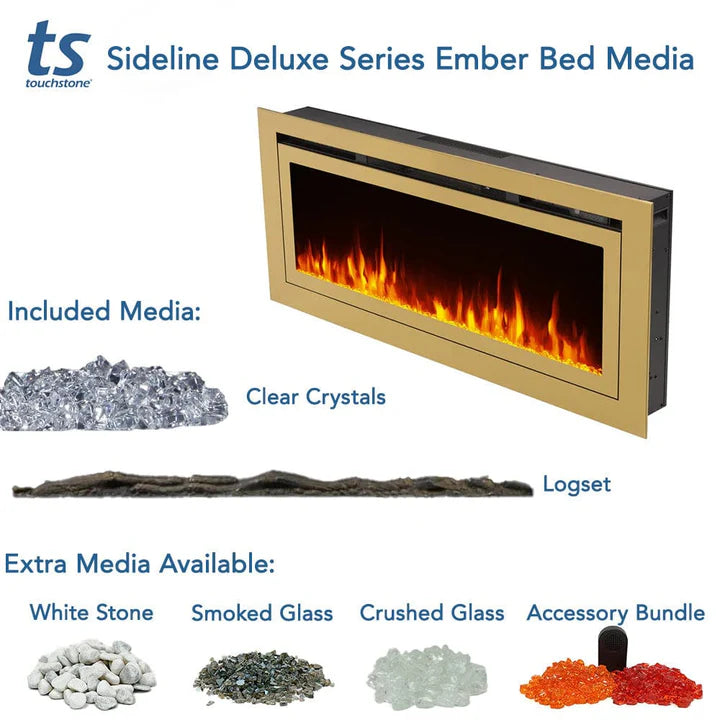 Touchstone Sideline Deluxe Gold 50 Inch Recessed Smart Electric Fireplace – 86275