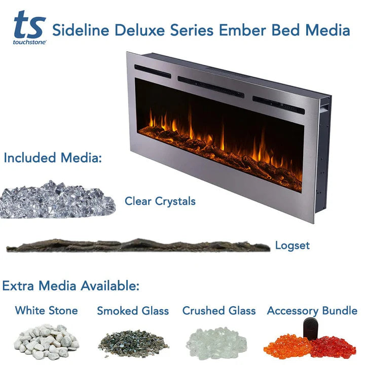 Touchstone Sideline Deluxe Stainless Steel 50″ Recessed Electric Fireplace – 86273