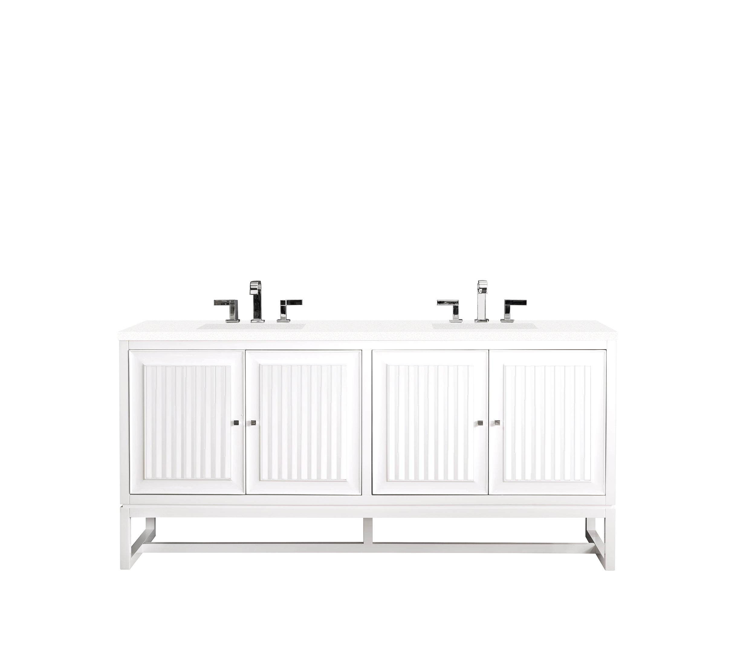 James Martin Athens 72" Double Vanity in Glossy White with 3cm Countertop