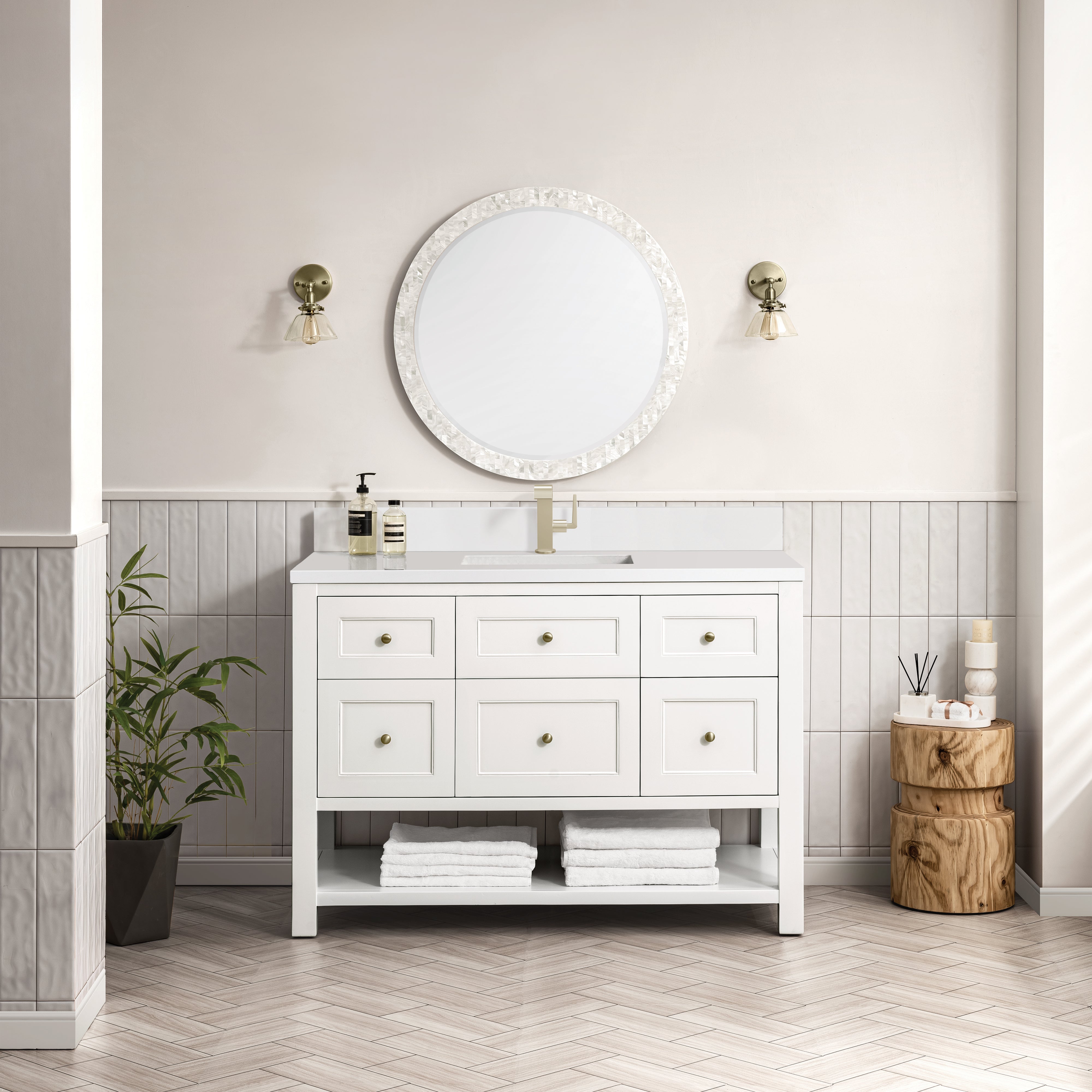 James Martin Breckenridge 48" Single Vanity in Bright White with 3cm Countertop