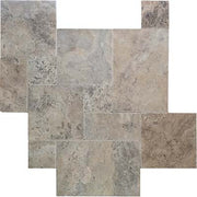 Silver Travertine Brushed Chiseled French Pattern