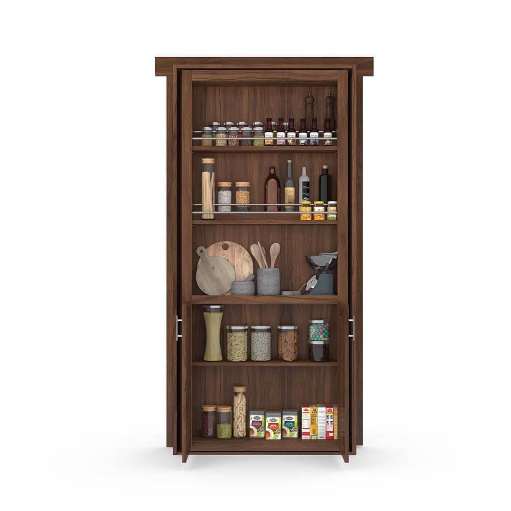Hidden Flush Mount Walnut Pantry Door by Murphy Door