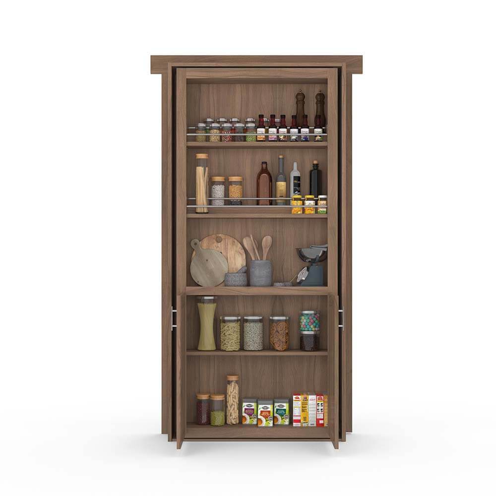 Hidden Flush Mount Walnut Pantry Door by Murphy Door
