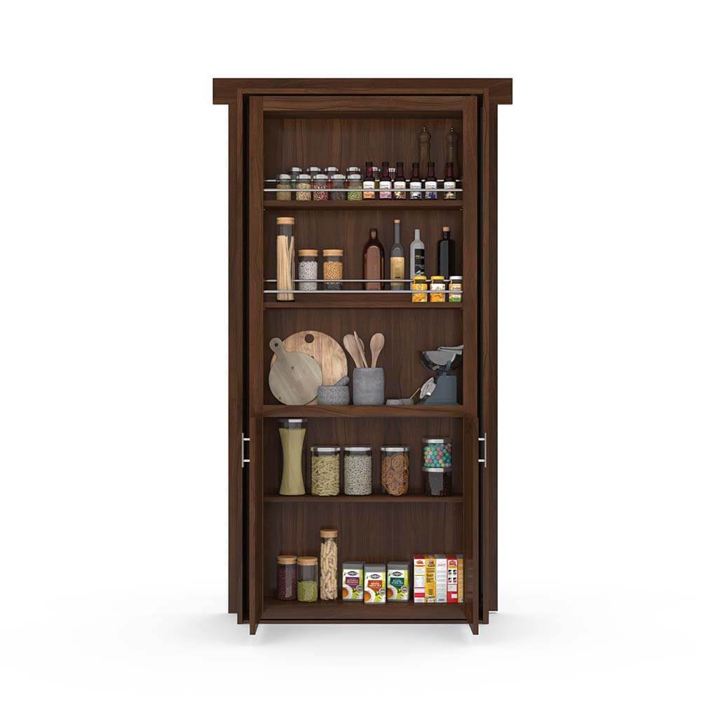 Hidden Flush Mount Walnut Pantry Door by Murphy Door
