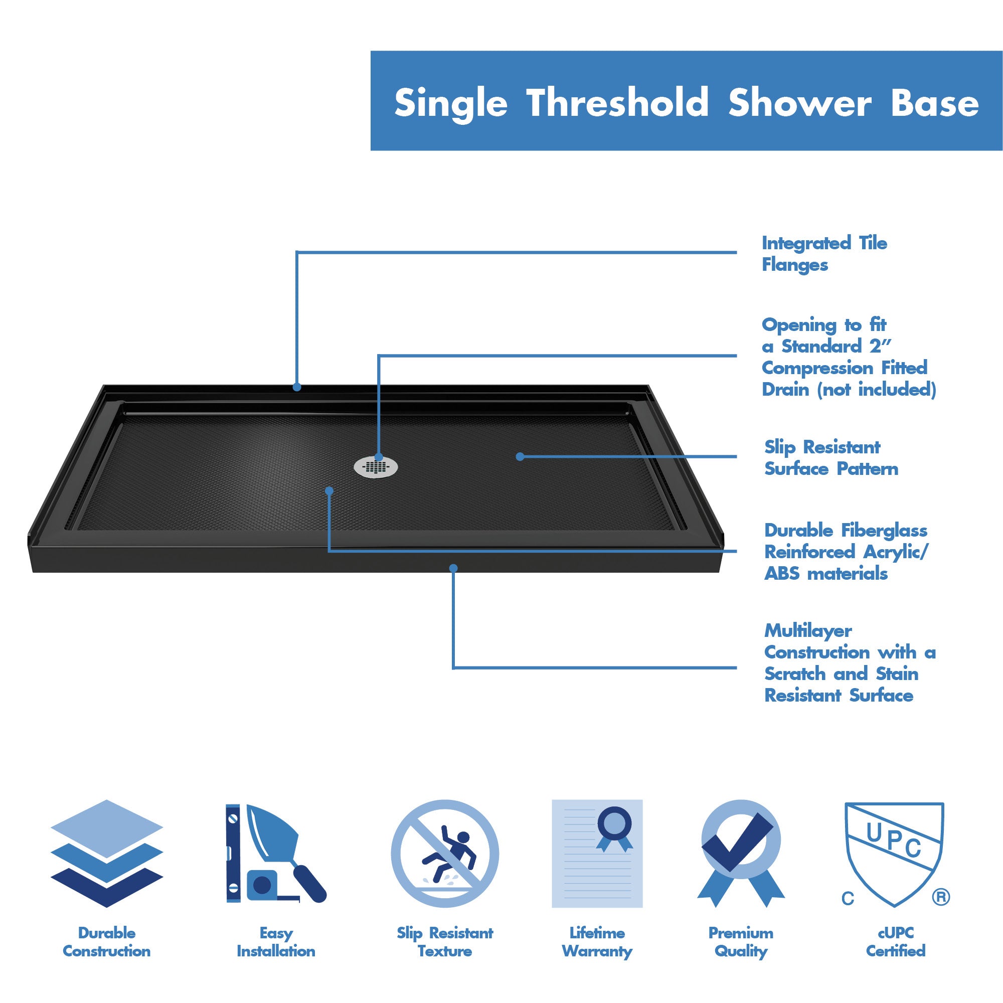 DreamLine Charisma 60" W Shower Door and Base