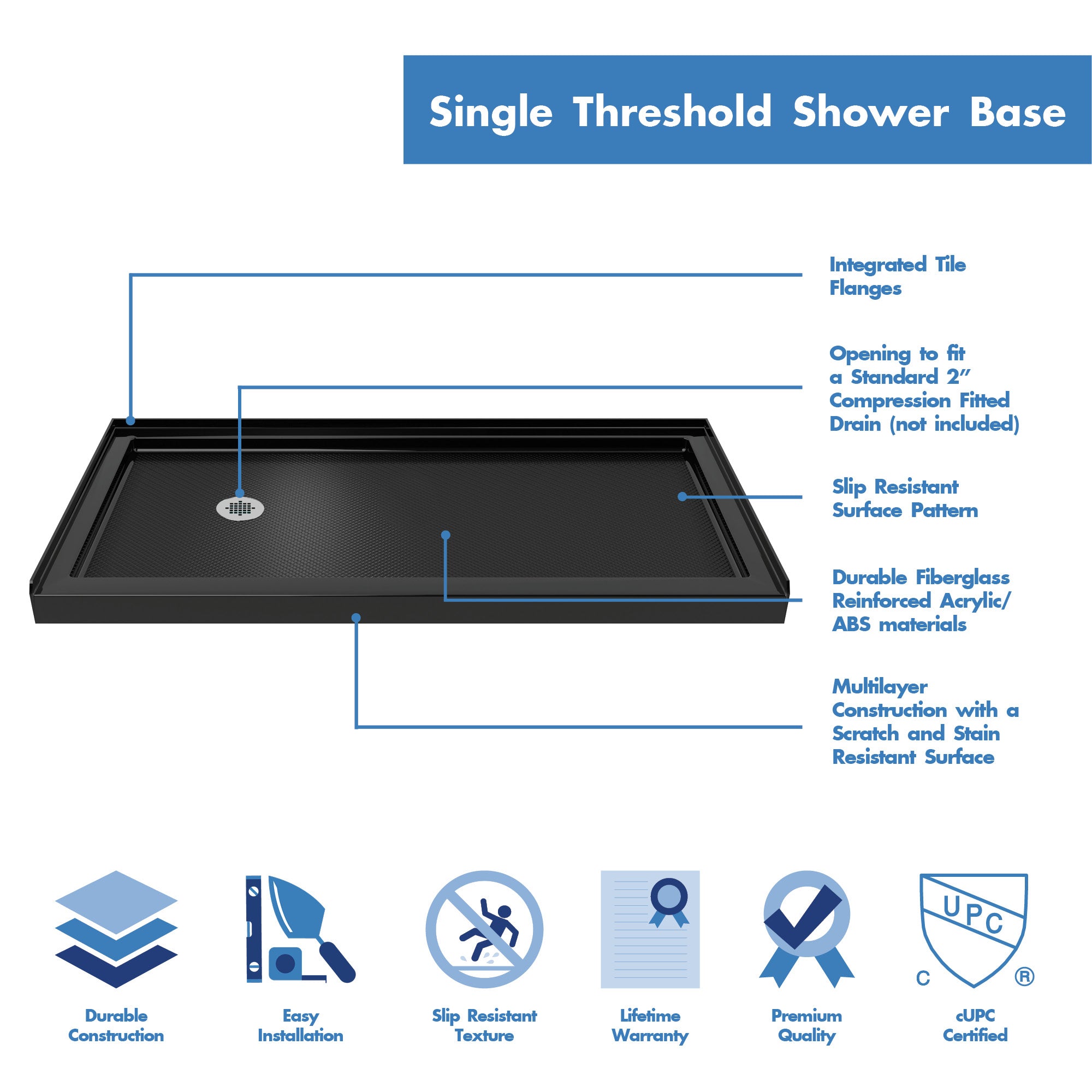 DreamLine Charisma 60" W Shower Door and Base