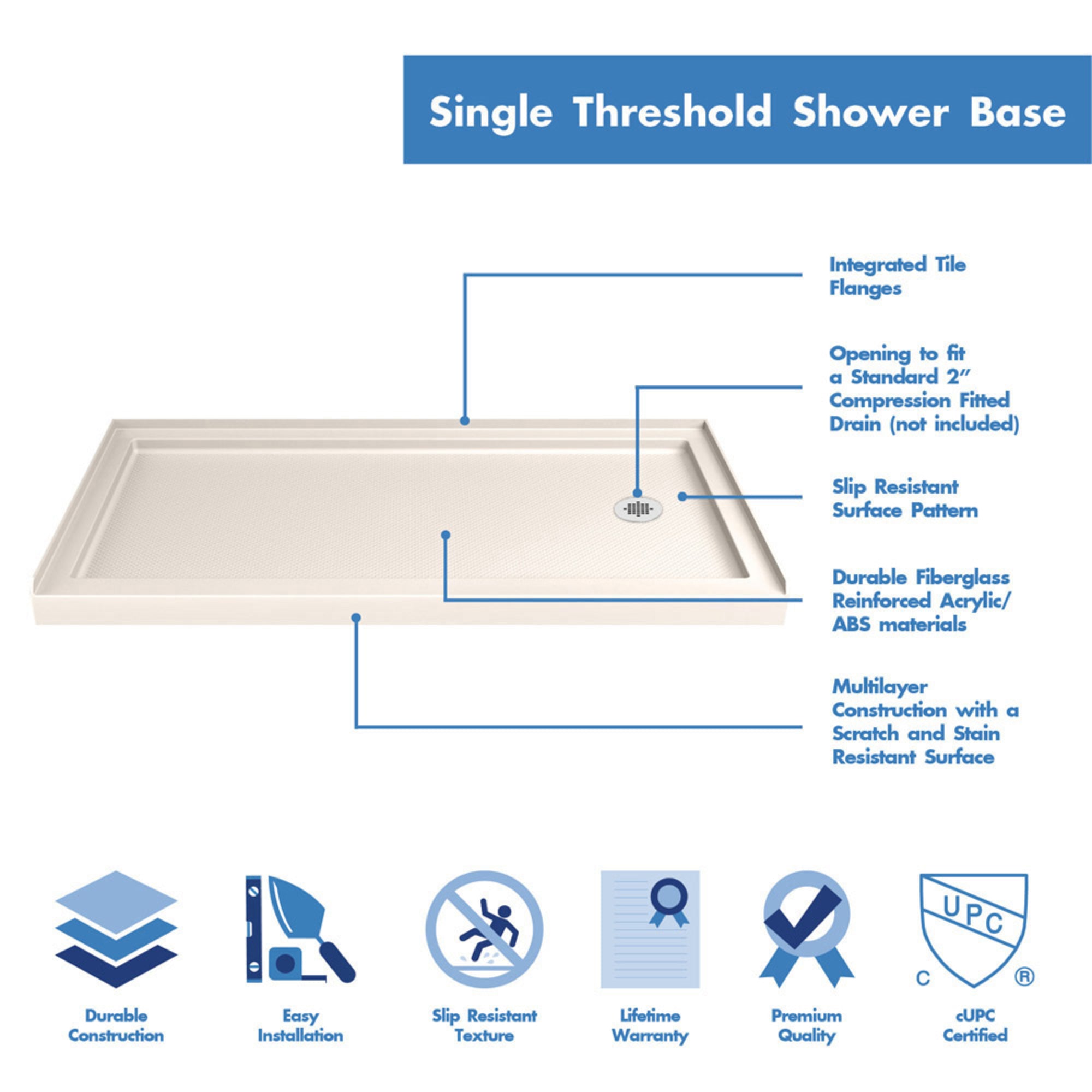 DreamLine Charisma 60" W Shower Door and Base