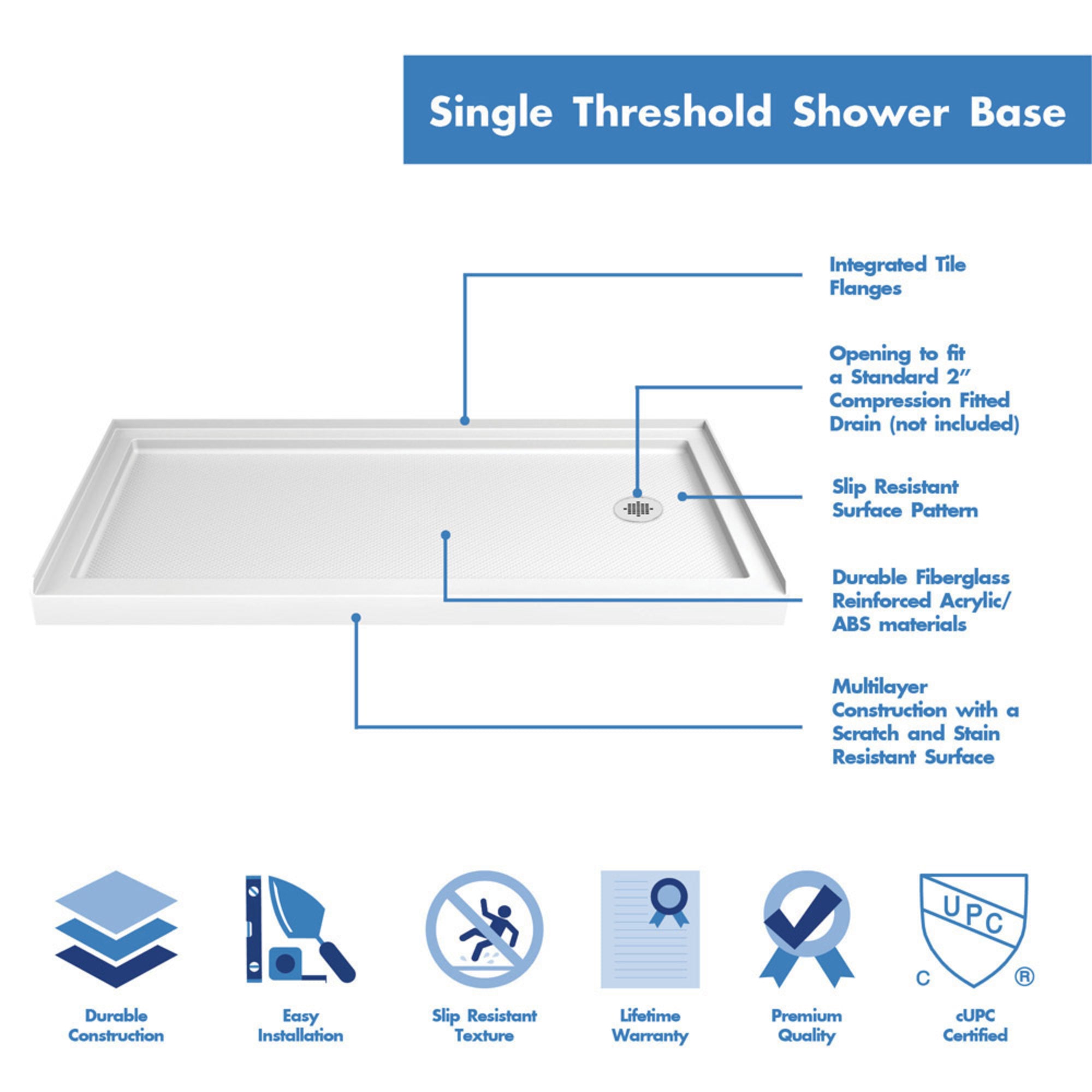 DreamLine Charisma 60" W Shower Door and Base