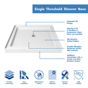 DreamLine SlimLine 36" D x 36" W Alcove Shower Base