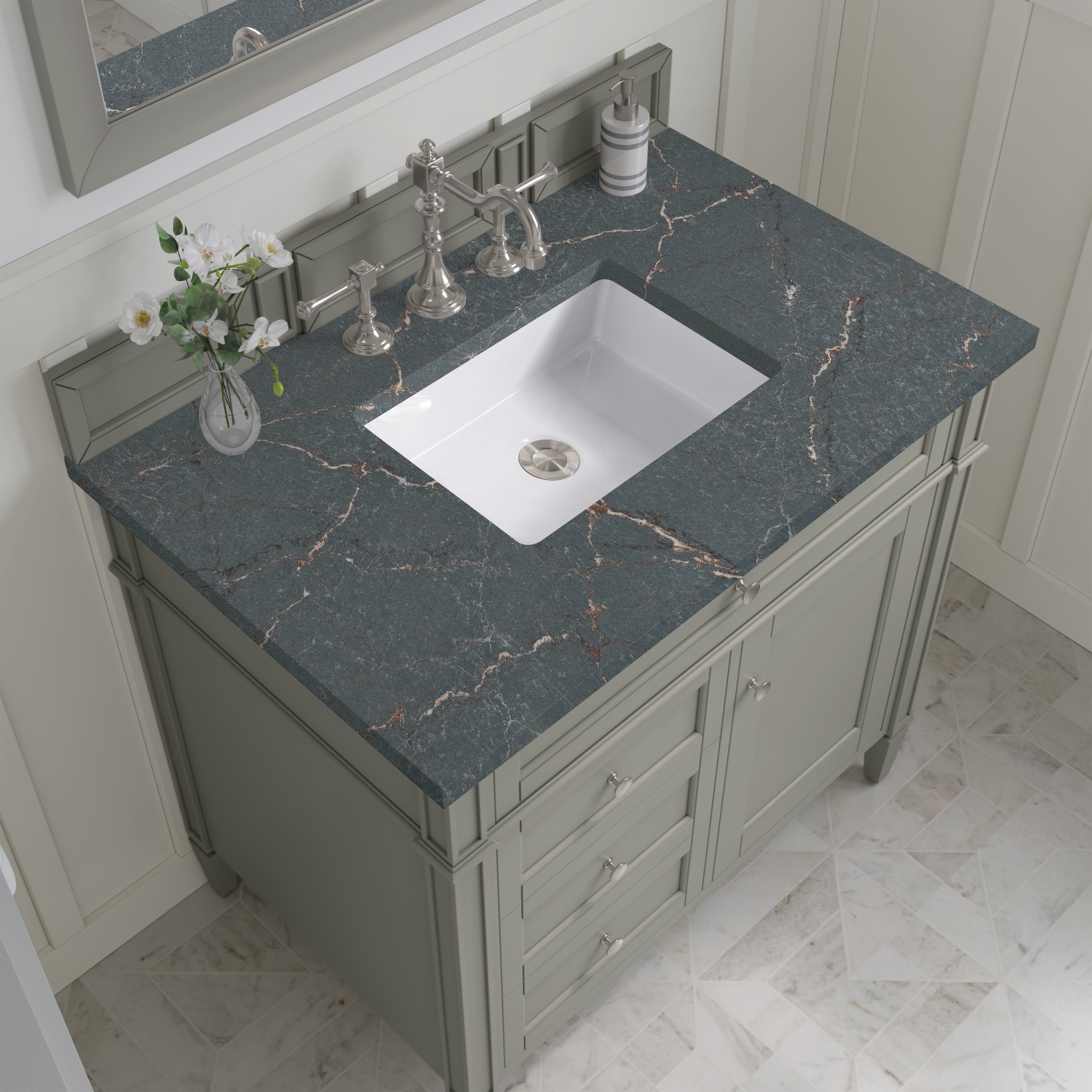 James Martin Brittany 36" Single Vanity in Urban Gray with 3cm Countertop