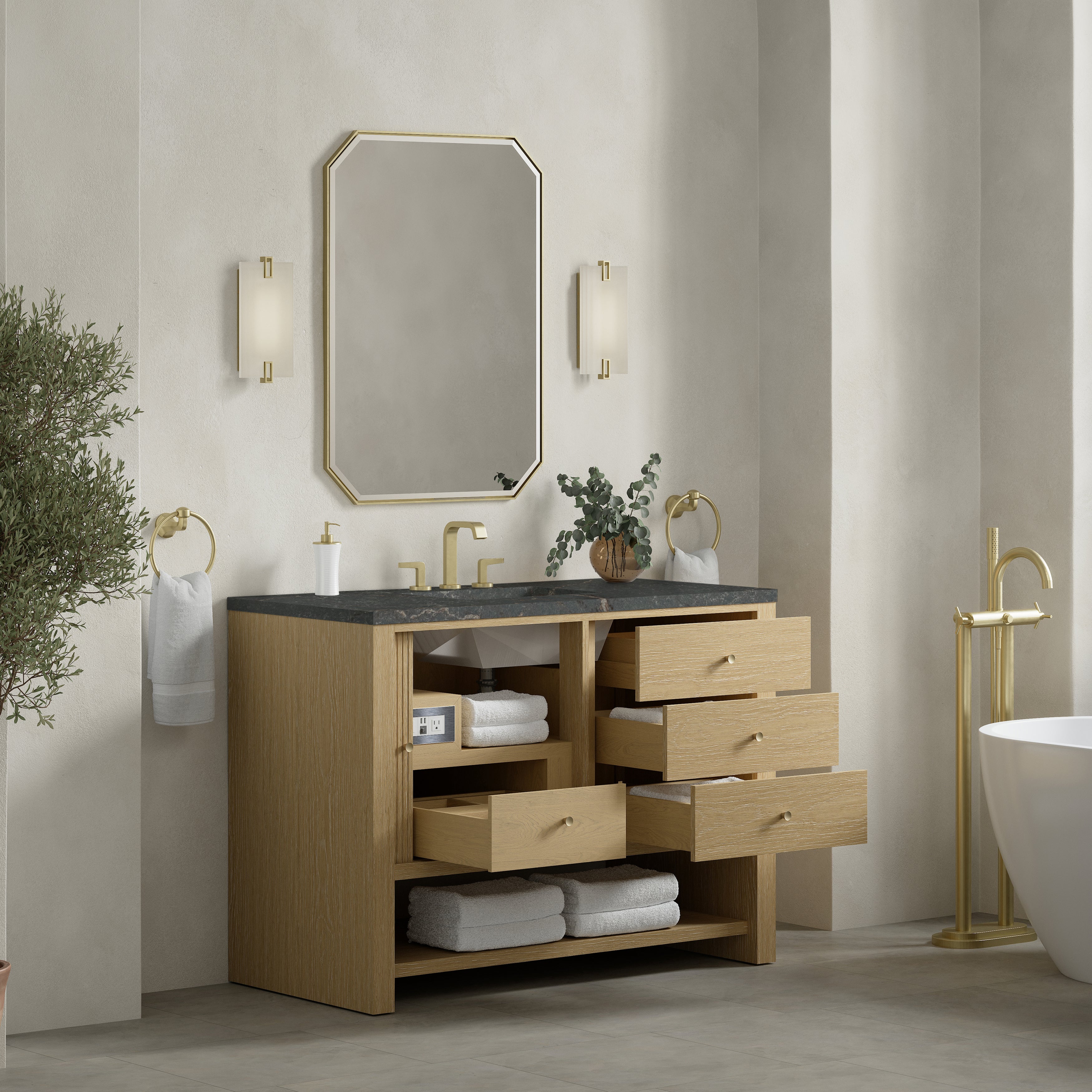James Martin Marigot 48" Single Vanity in Sunwashed Oak with 3cm Countertop
