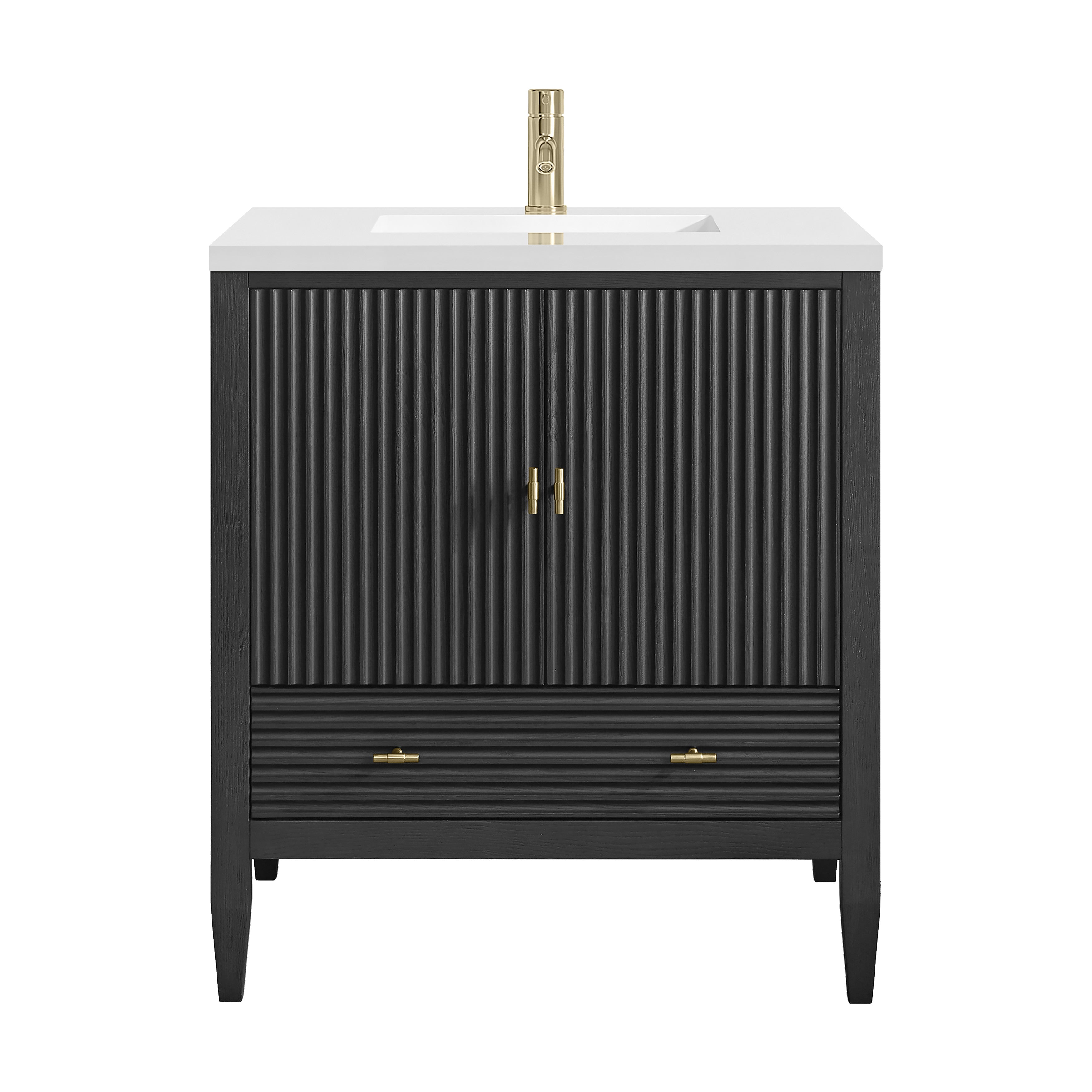 James Martin Myrrin 30" Single Vanity in Carbon Oak with 3cm Countertop
