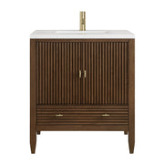 James Martin Myrrin 30" Single Vanity in Mid-Century Walnut with 3cm Countertop