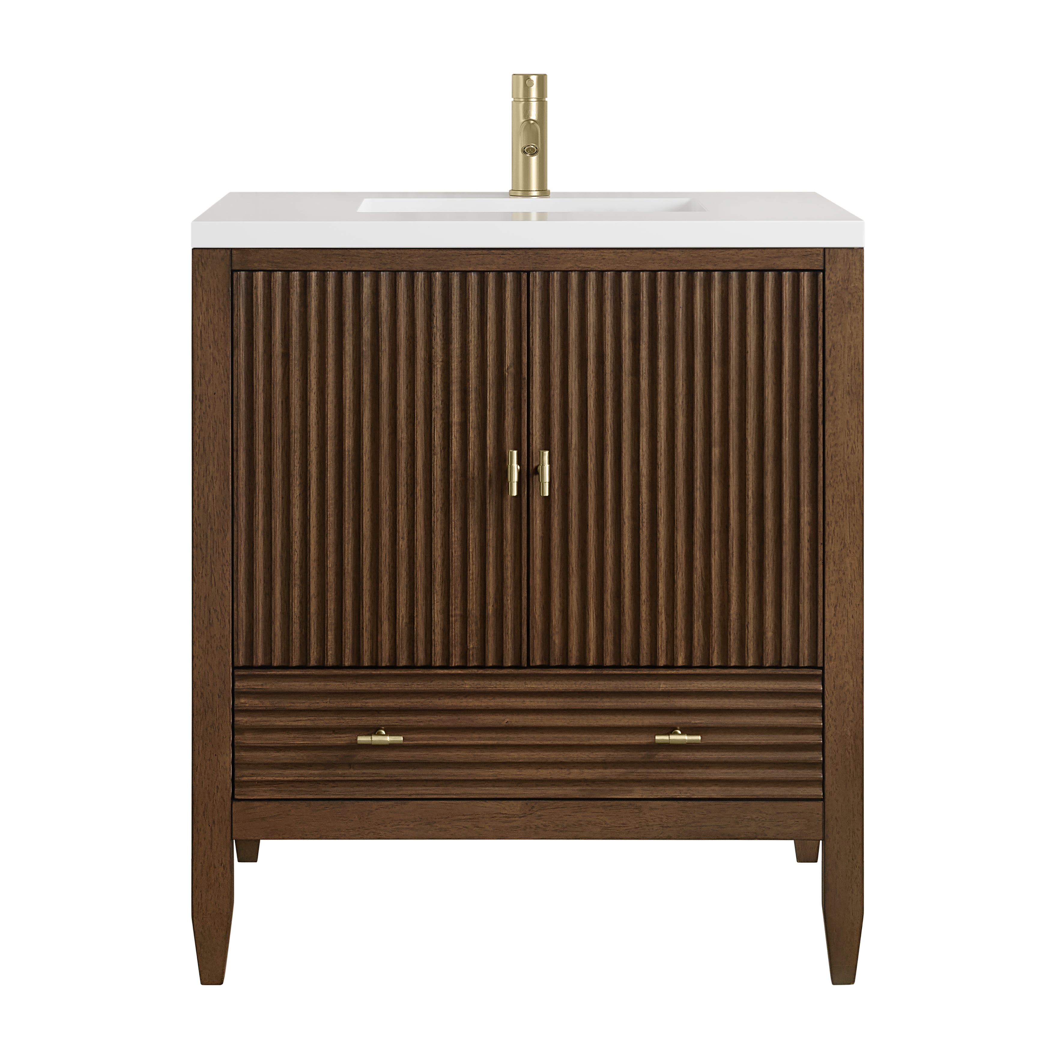 James Martin Myrrin 30" Single Vanity in Mid-Century Walnut with 3cm Countertop
