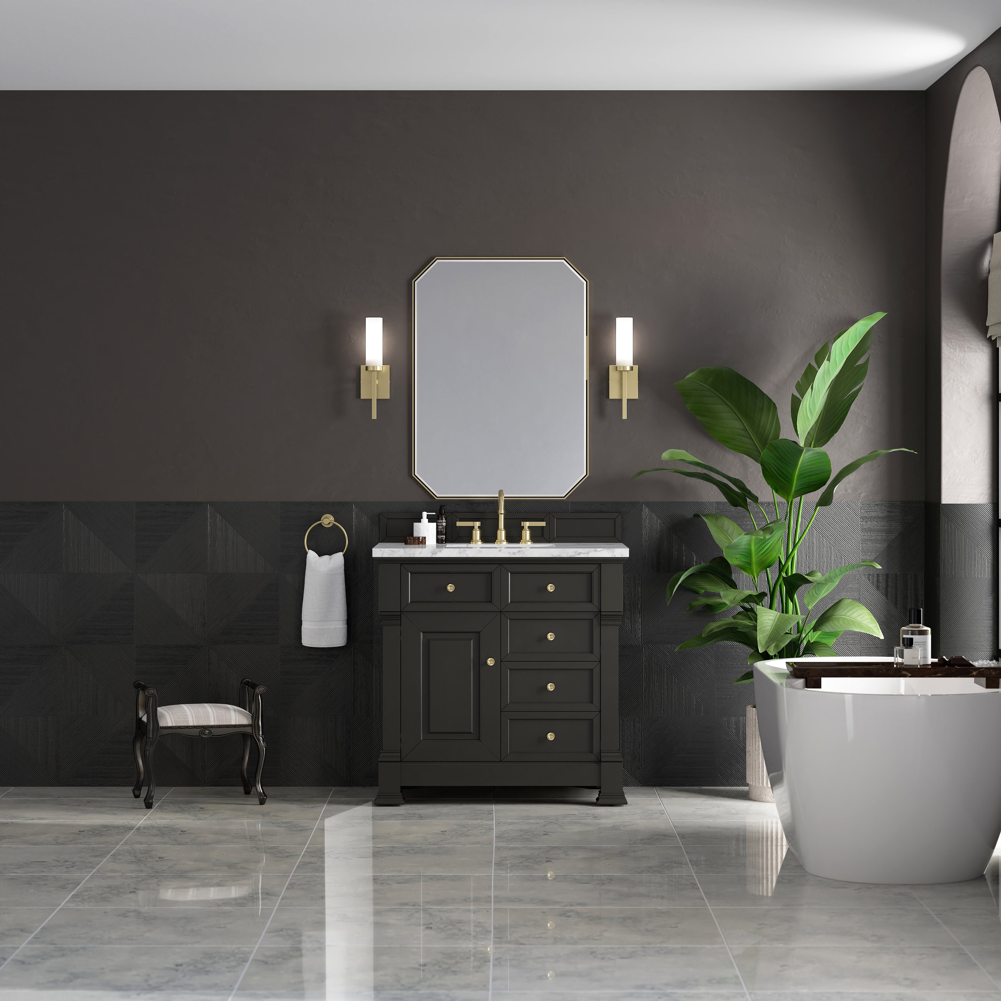 James Martin Brookfield 36" Single Vanity in Black Onyx with 3cm Countertop