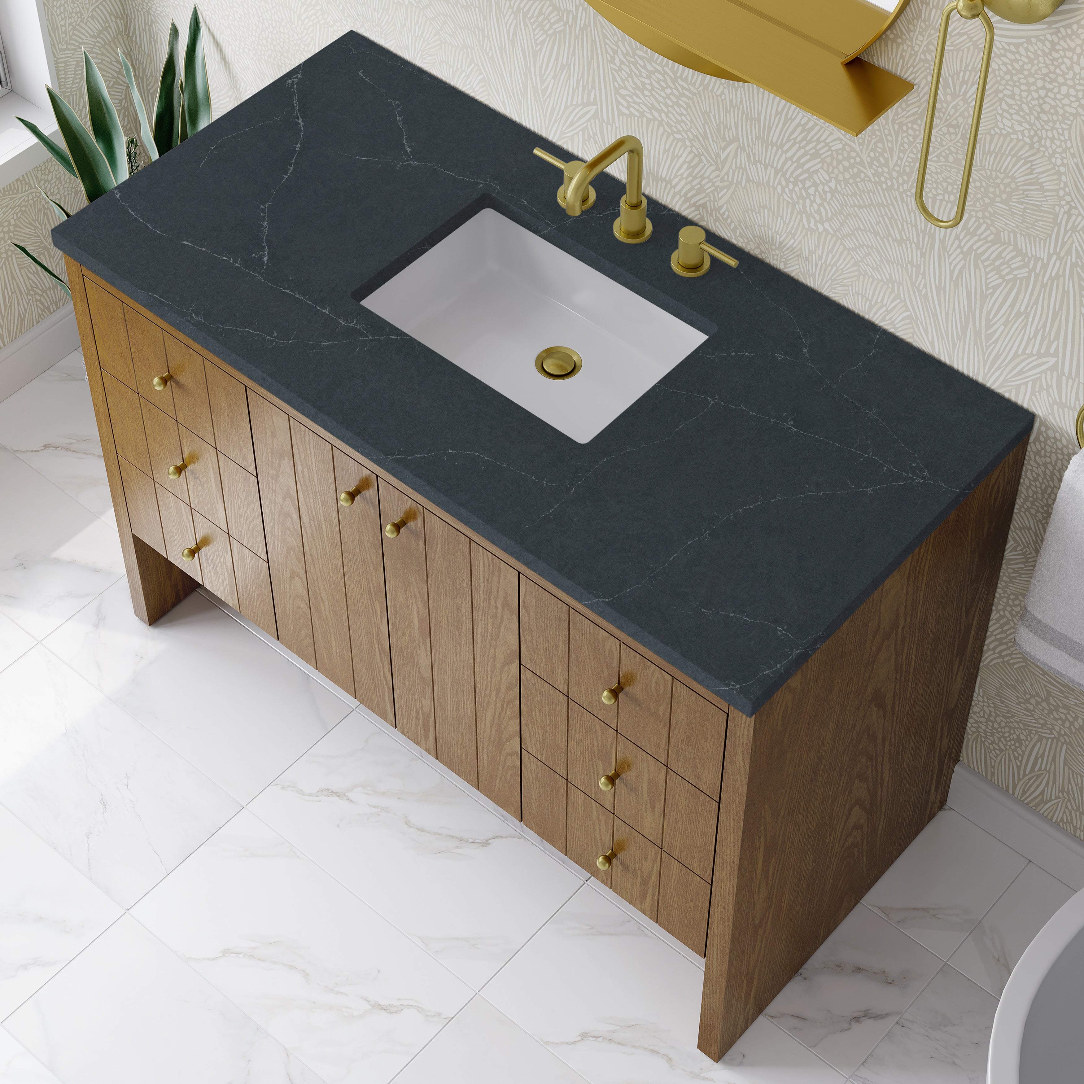 James Martin Hudson 48" Single Vanity in Honey Oak with 3cm Countertop