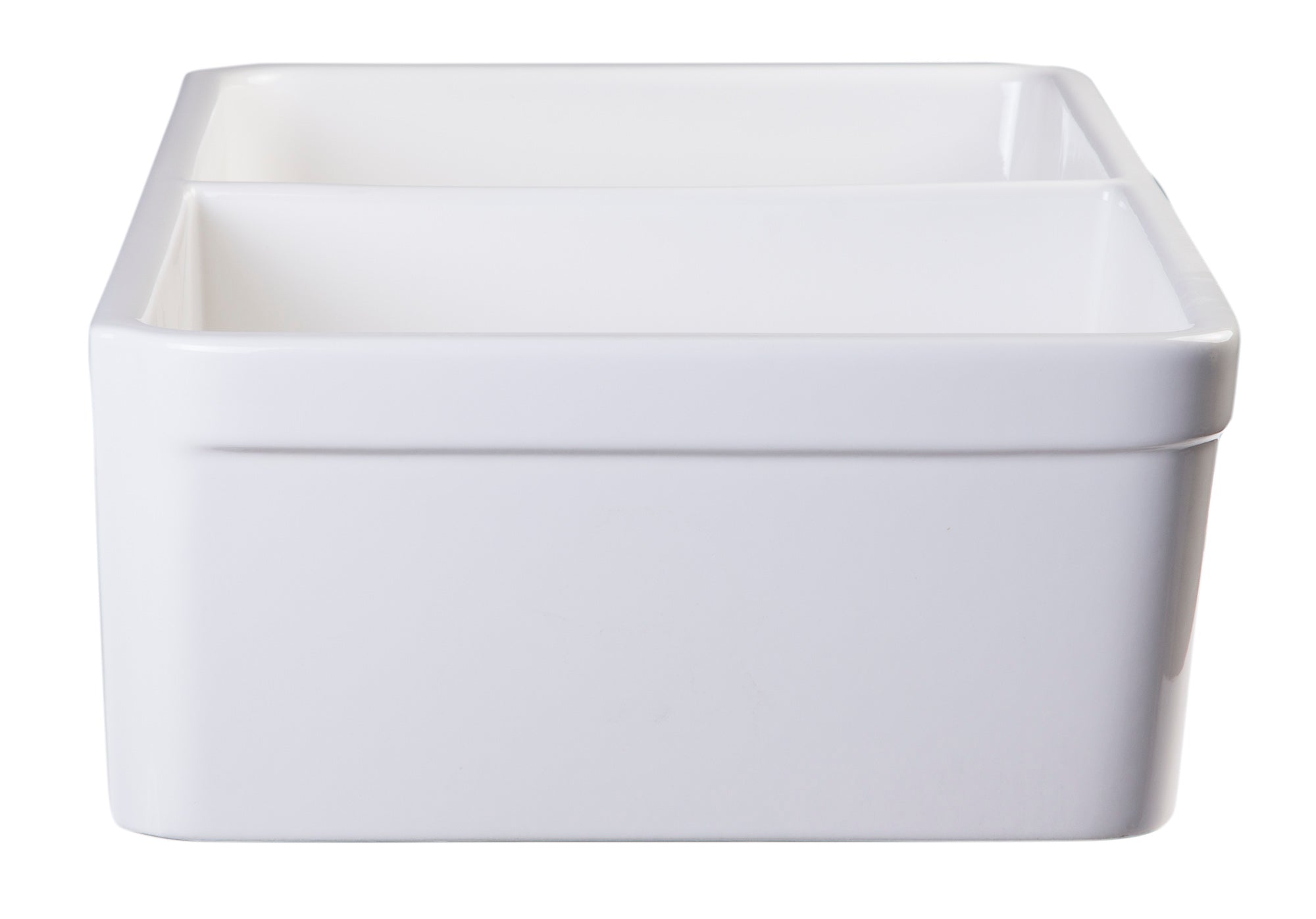 ALFI brand AB512 AB512-W White 32" Double Bowl Lip Apron Fireclay Farmhouse Kitchen Sink with 1 3/4" Lip