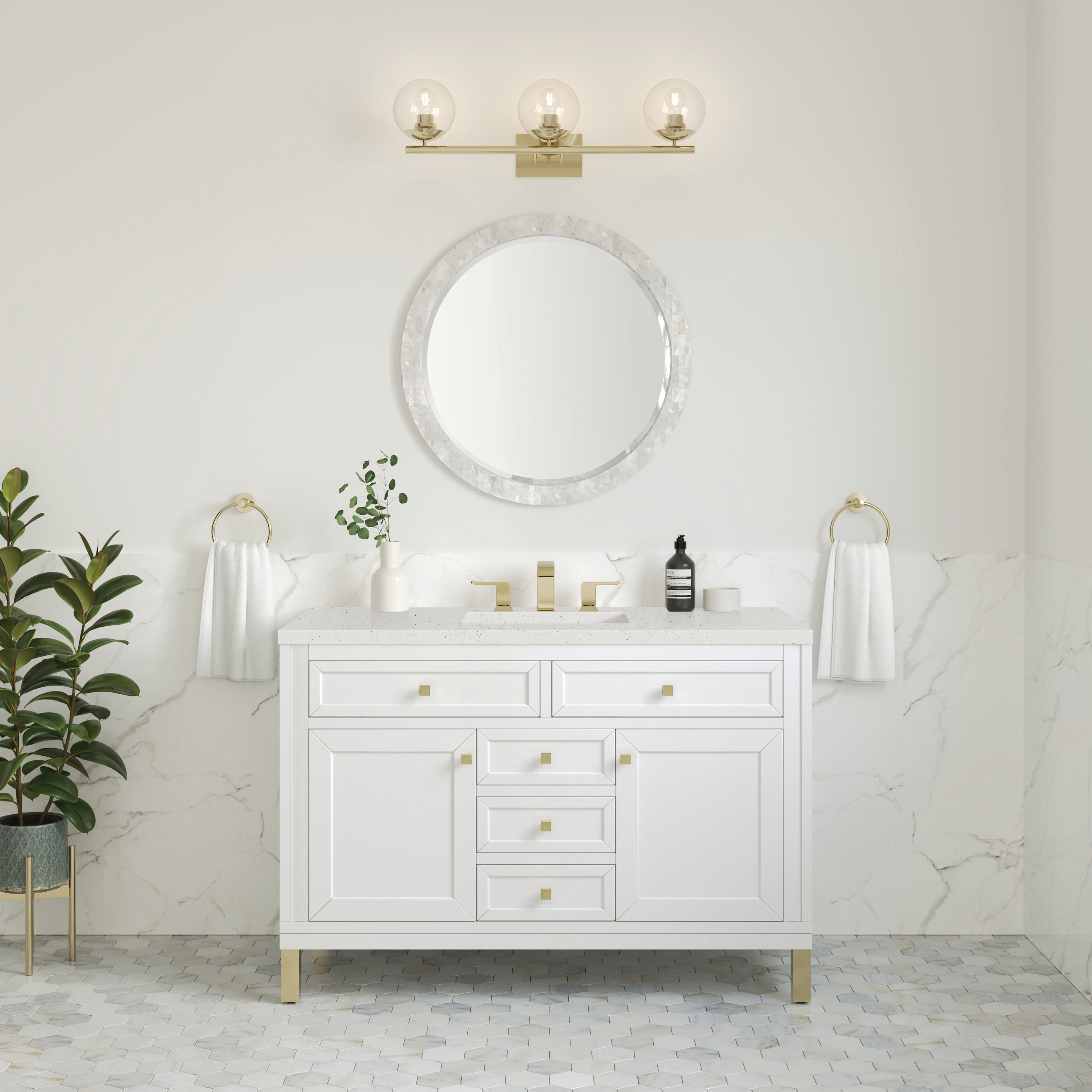 James Martin Chicago 48" Single Vanity in Glossy White with 3cm Countertop