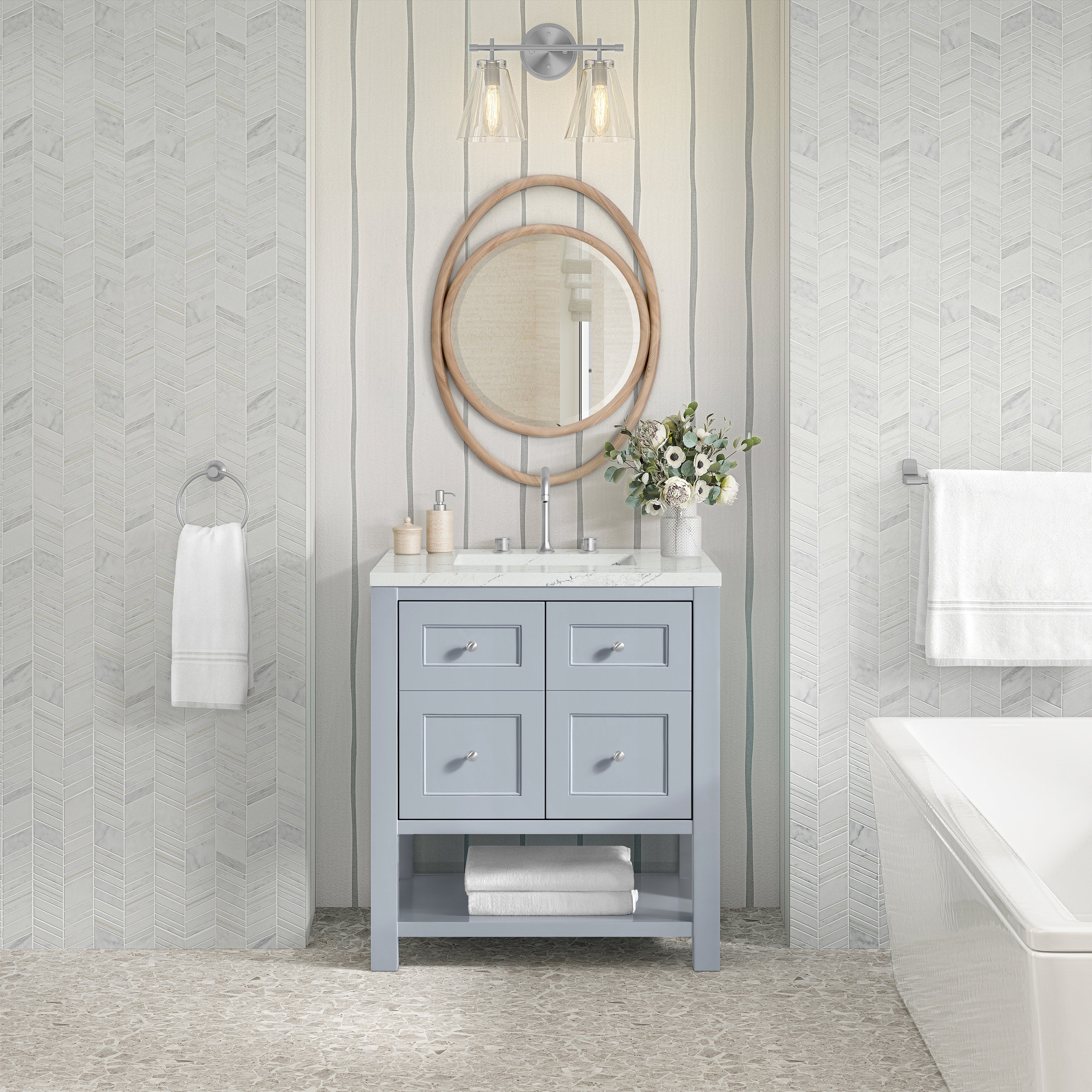 James Martin Breckenridge 30" Single in Serenity Blue with 3cm Countertop