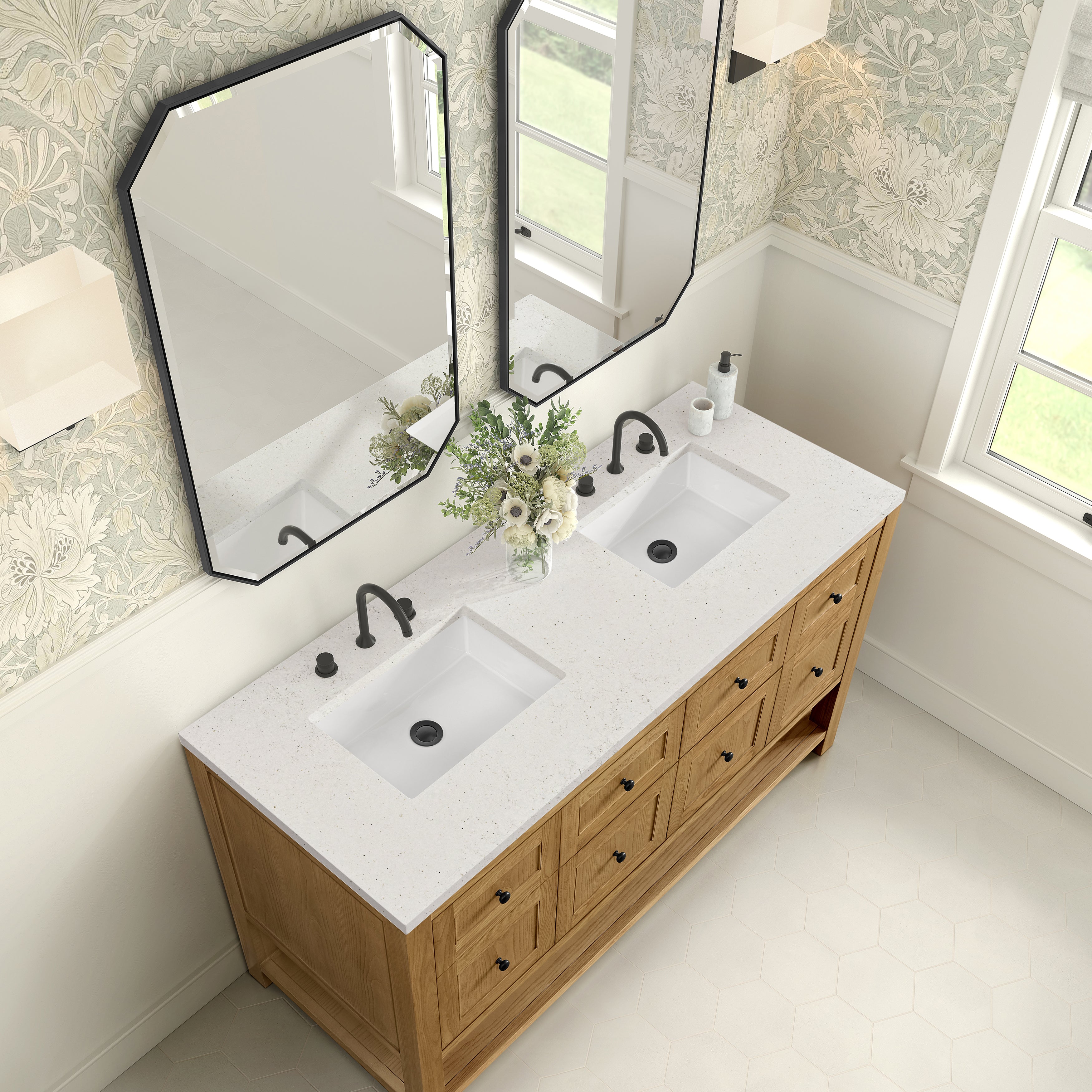 James Martin Breckenridge 60" Double Vanity in Light Natural Oak with 3cm Countertop