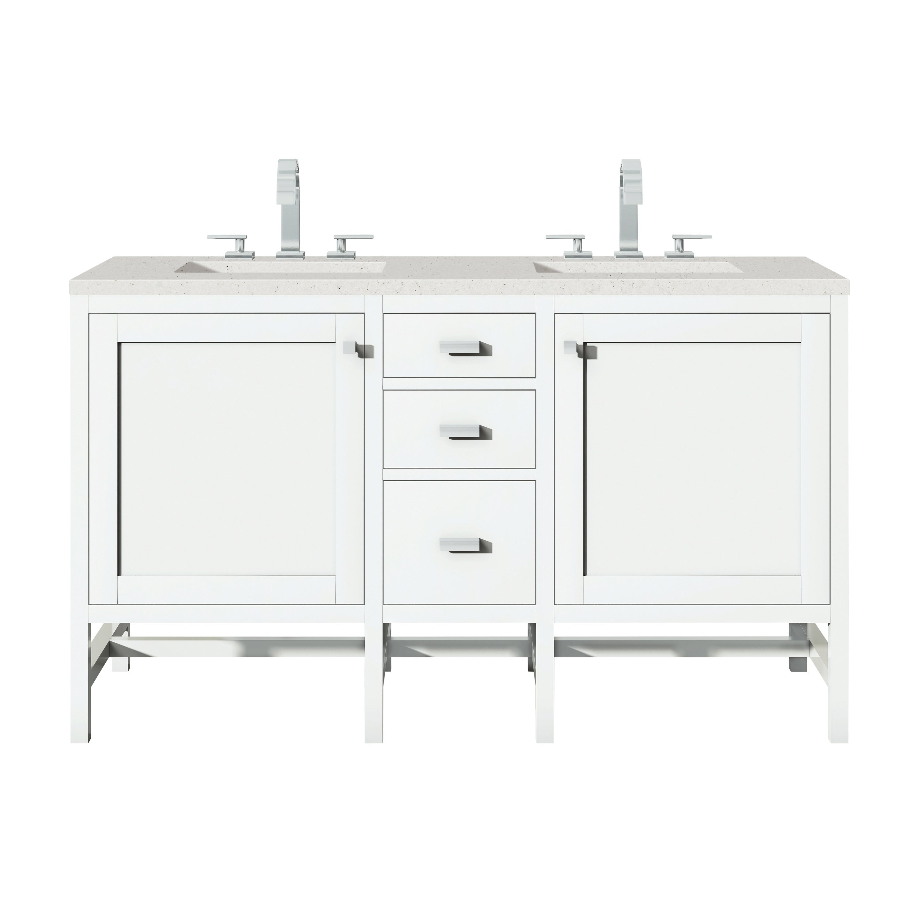 James Martin Addison 60" Double Vanity in Glossy White with 3cm Countertop
