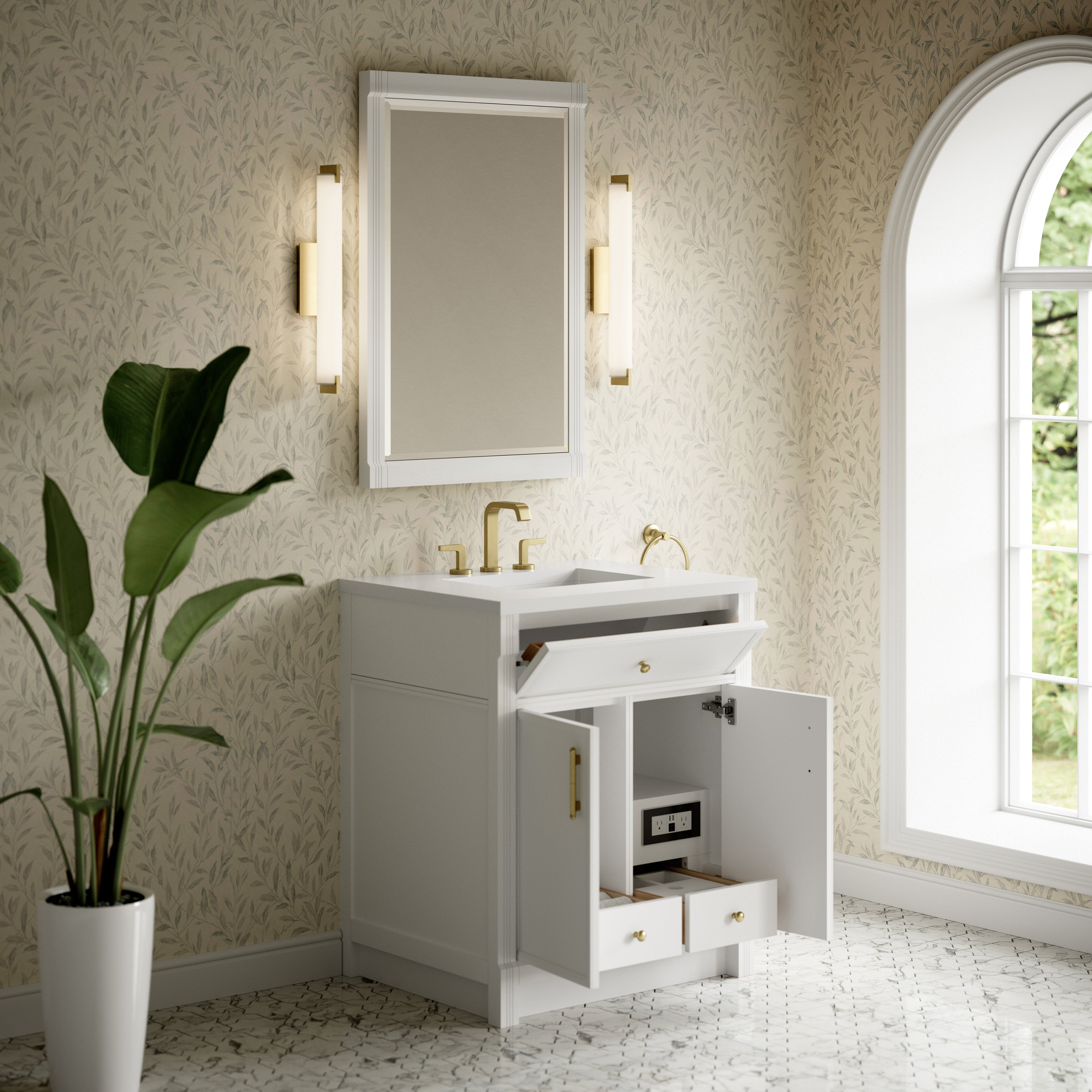 James Martin Bellshire 30" Single Vanity in Bright White with 3cm Countertop