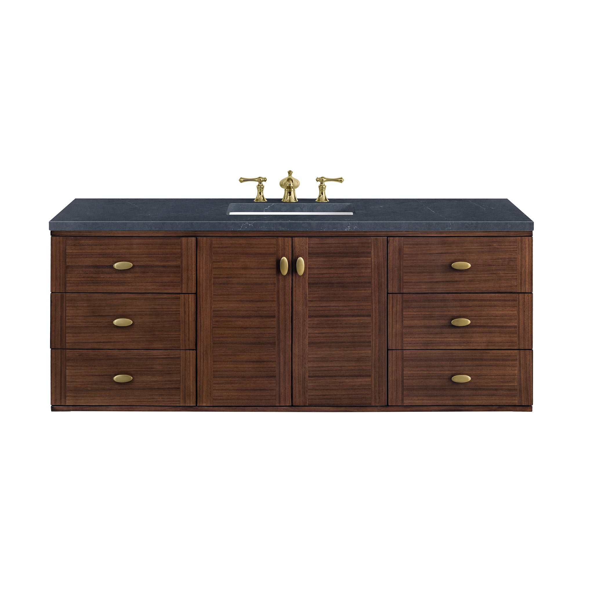 James Martin Amberly 60" Single Vanity in Mid-Century Walnut with 3cm Countertop