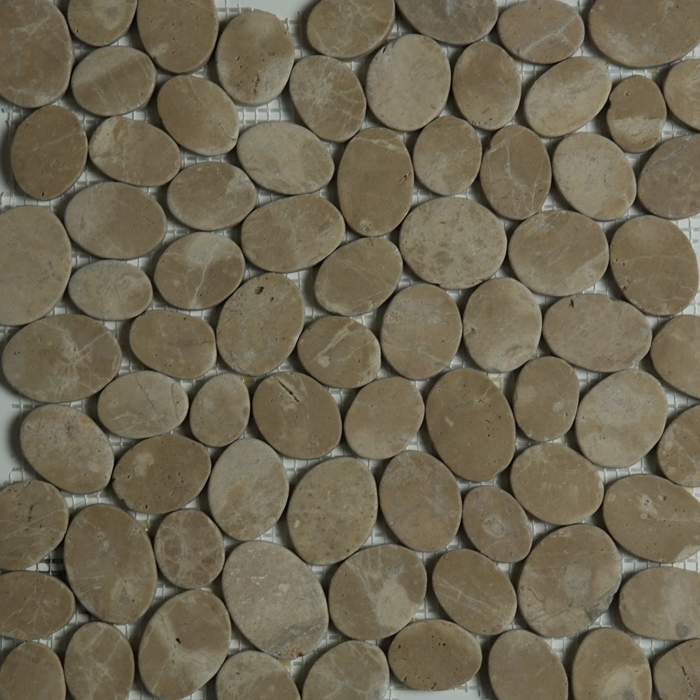 Sliced Pebble Mosaic Brown Stone Honed