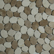 Sliced Pebble Mosaic Beige Brown Stone Honed