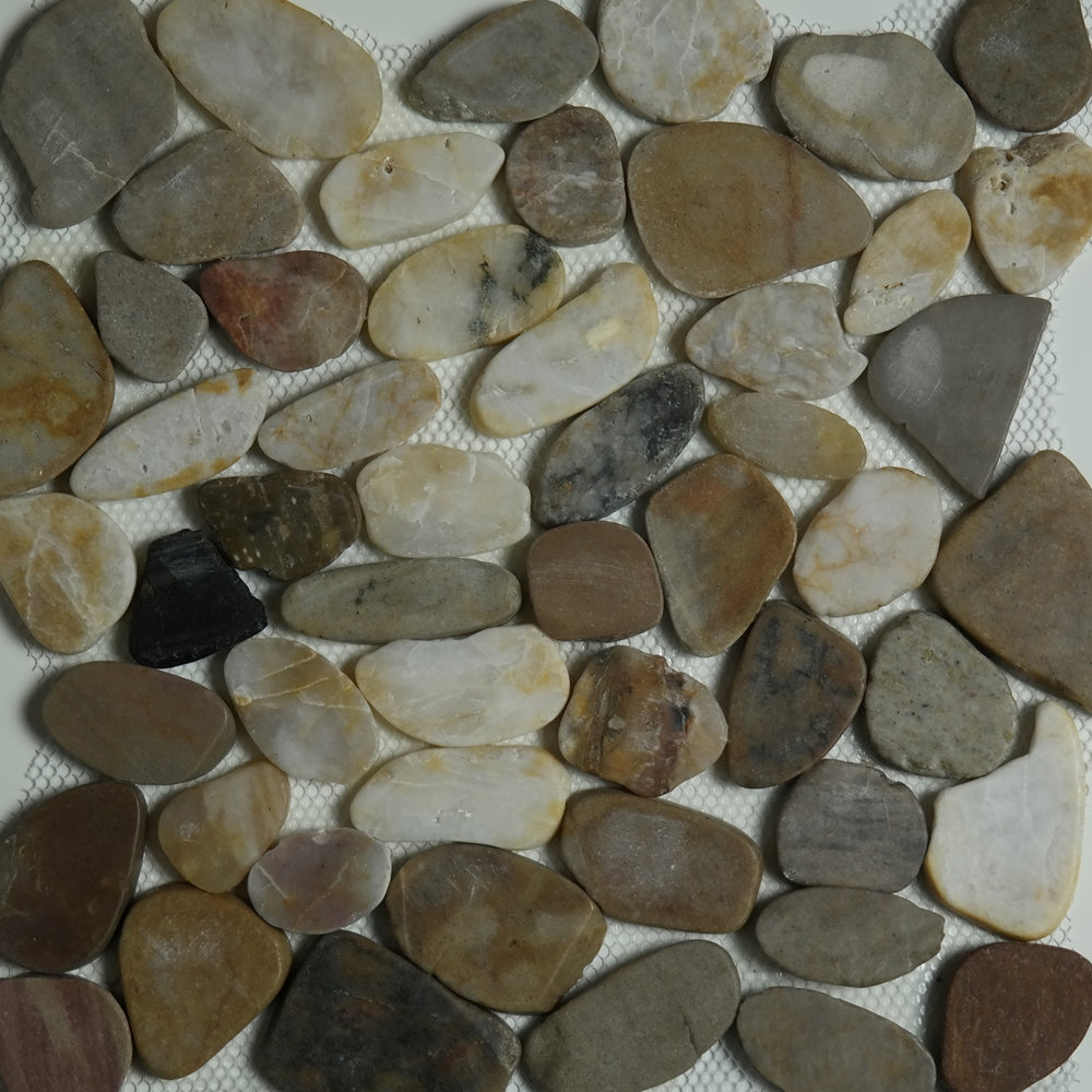 Sliced Pebble Mosaic Mixed Stone Polished